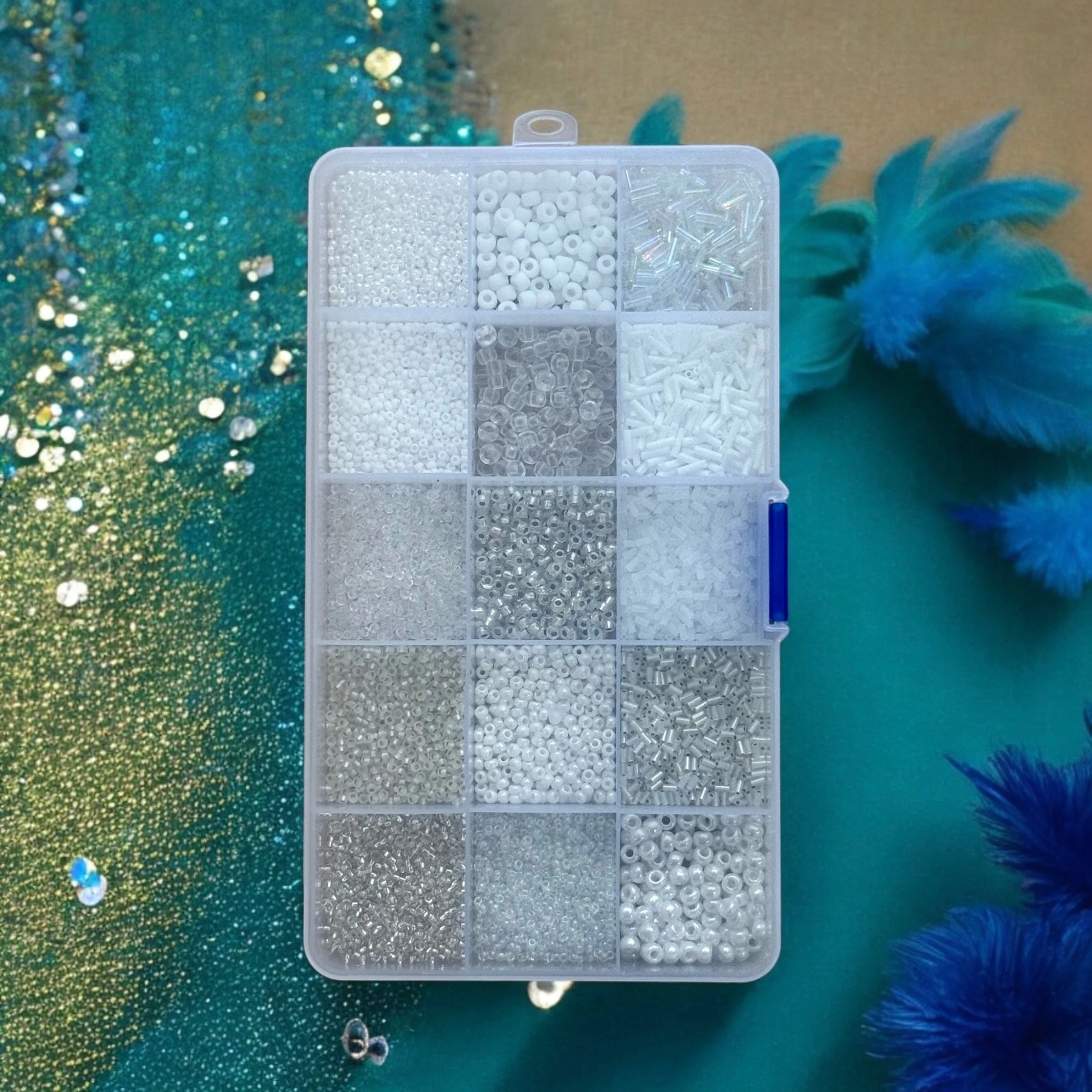 Miyuki Whites Collection – Elegant Seed Beads & Bugles Set in Organizer Box 15 Colors - Image 2