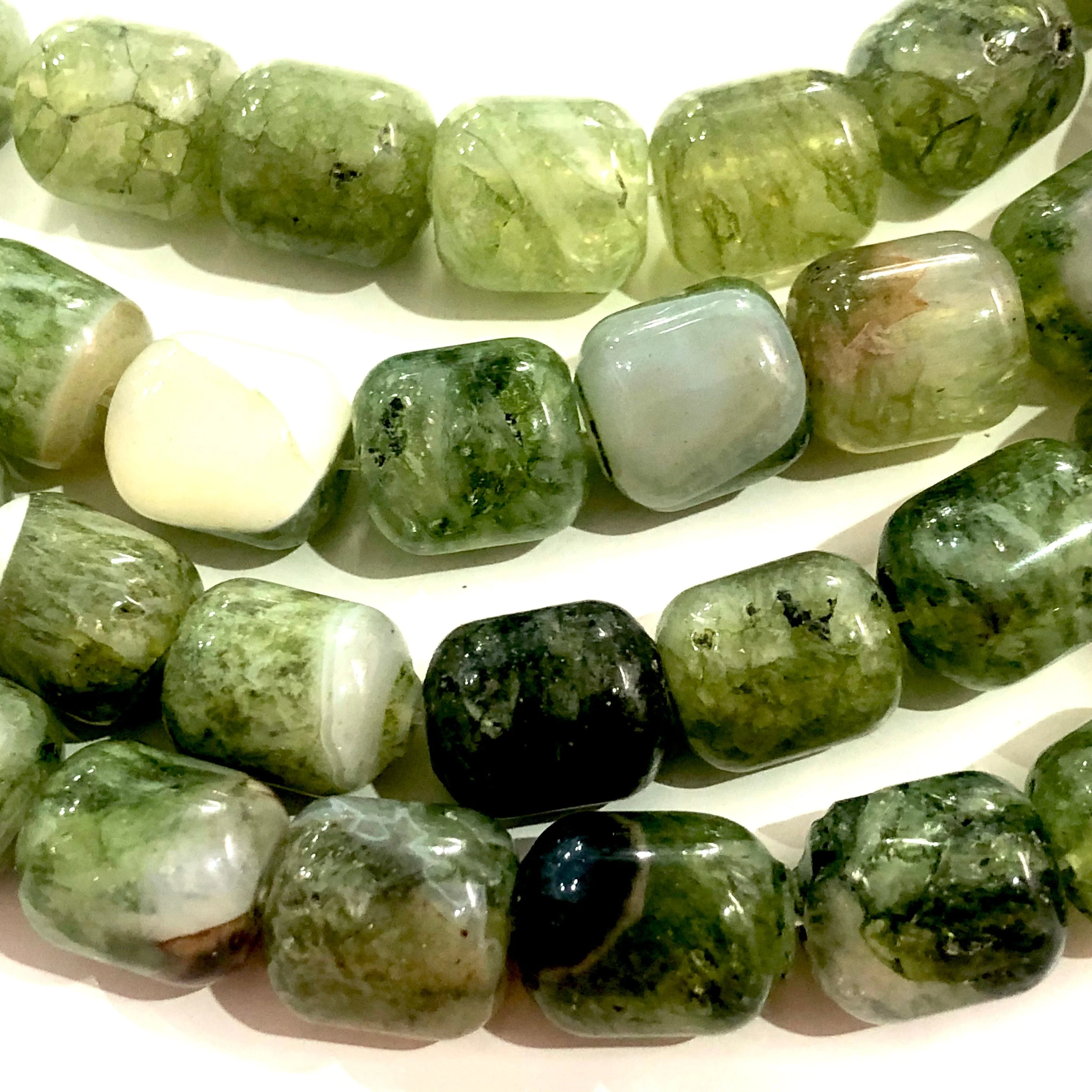 Moss Agate Natural Large Cylinder Beads 13mm, 30 Beads - Image 2
