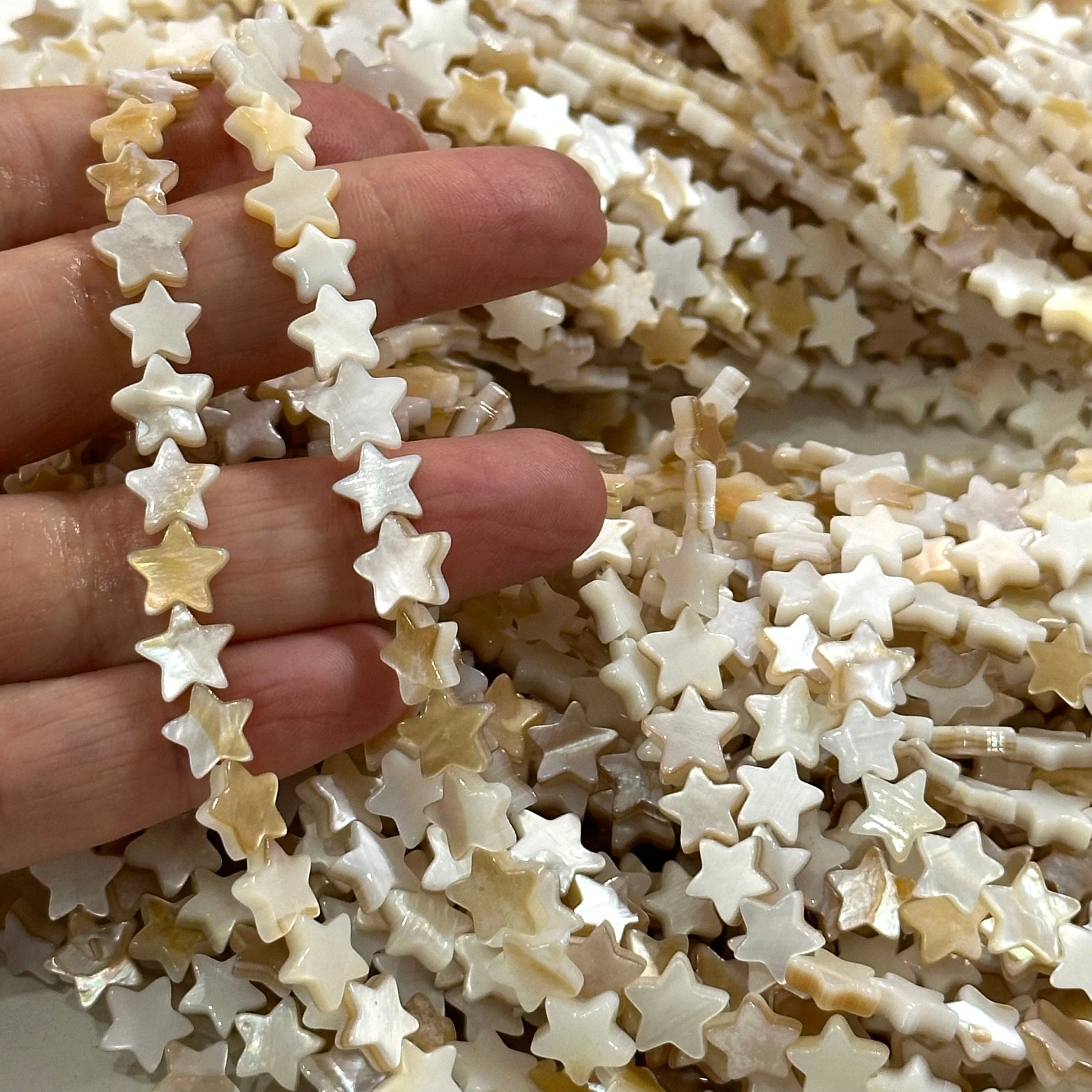 Mother Of Pearl Star 8mm Beads, Natural Mother of Pearl Star, 54 Beads Strand