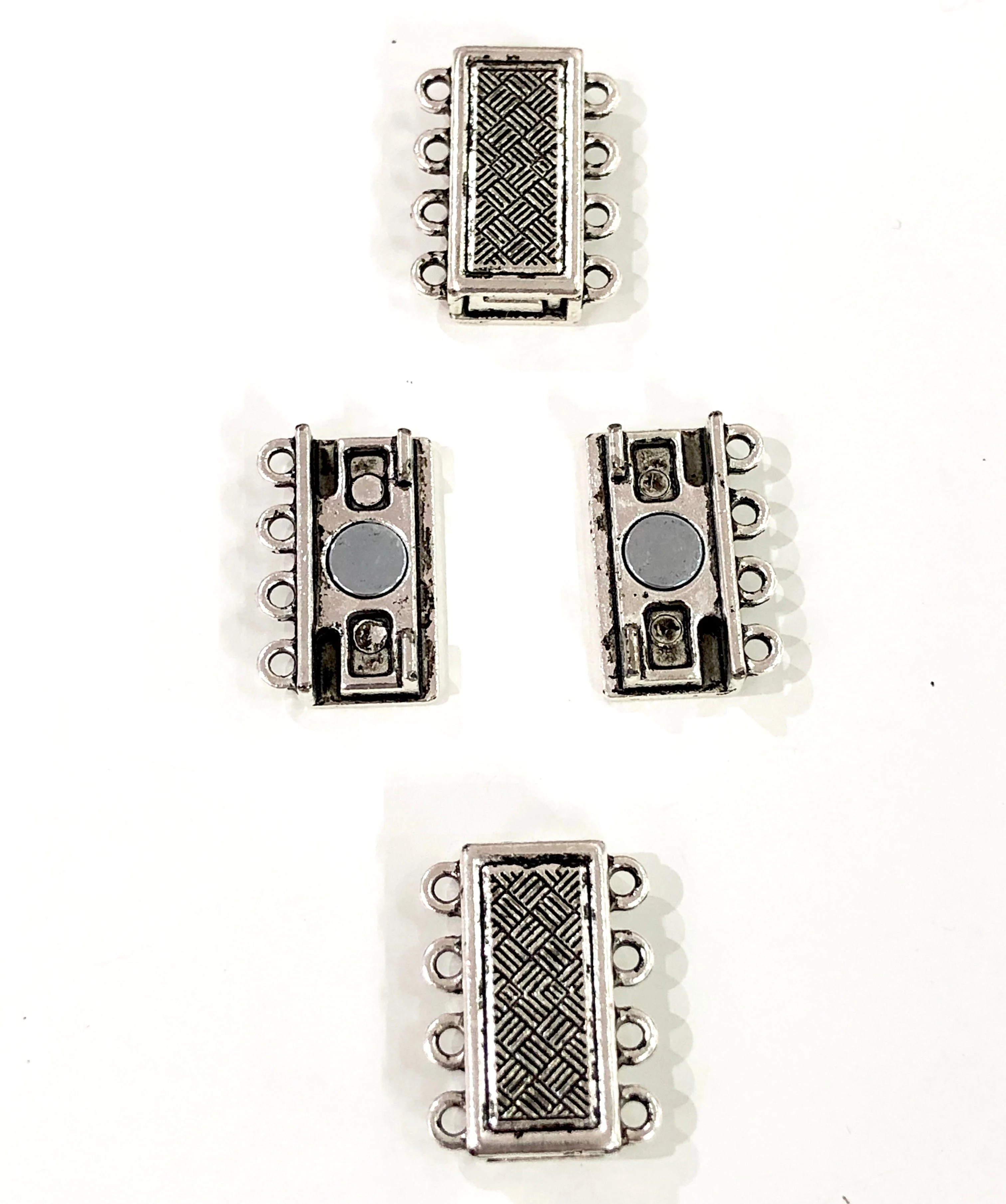 Multi Strand Magnetic Clasp Silver Plated-4 Loop,