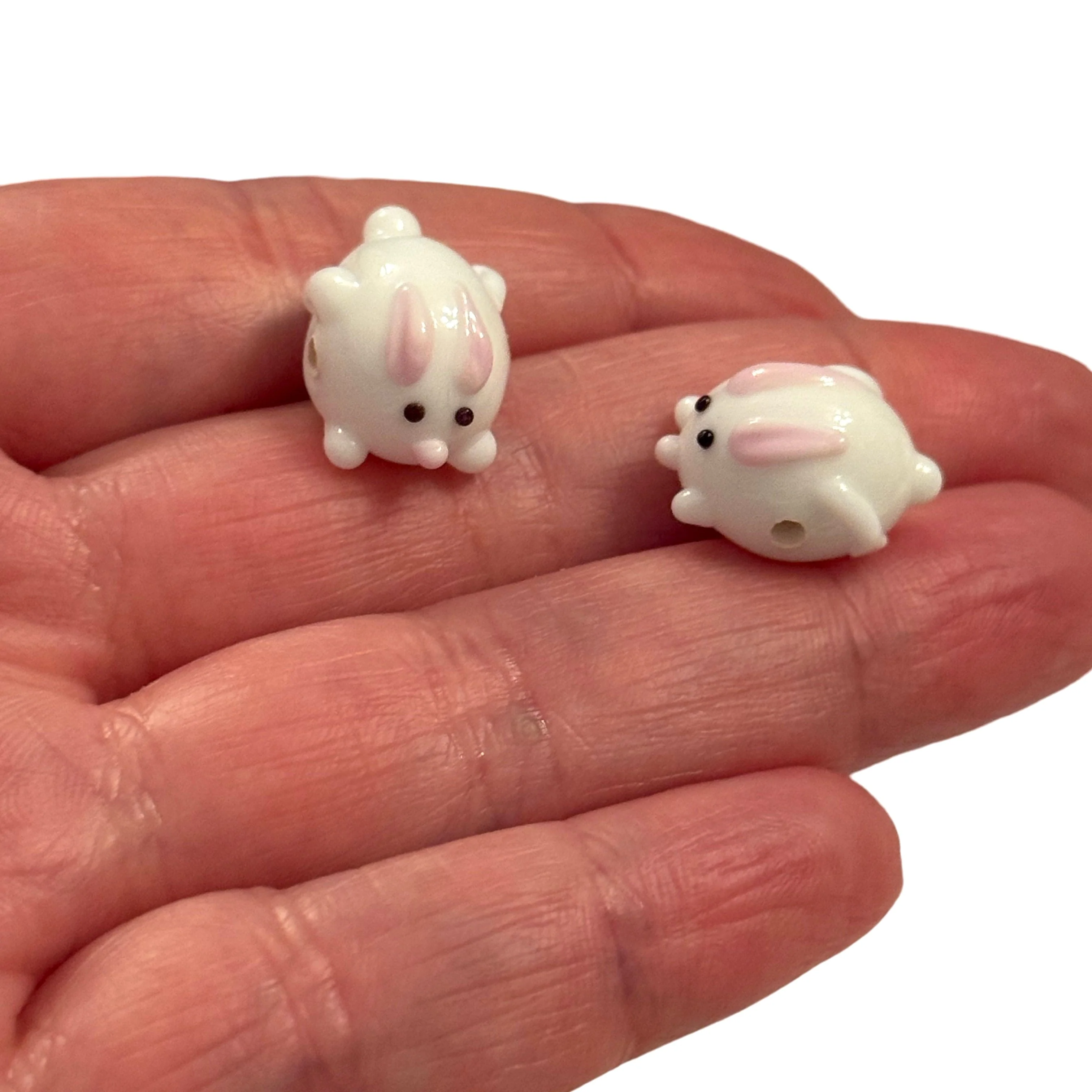 Murano Glass Bunny Charm – Handmade Lampwork Bunny Charm - Image 2