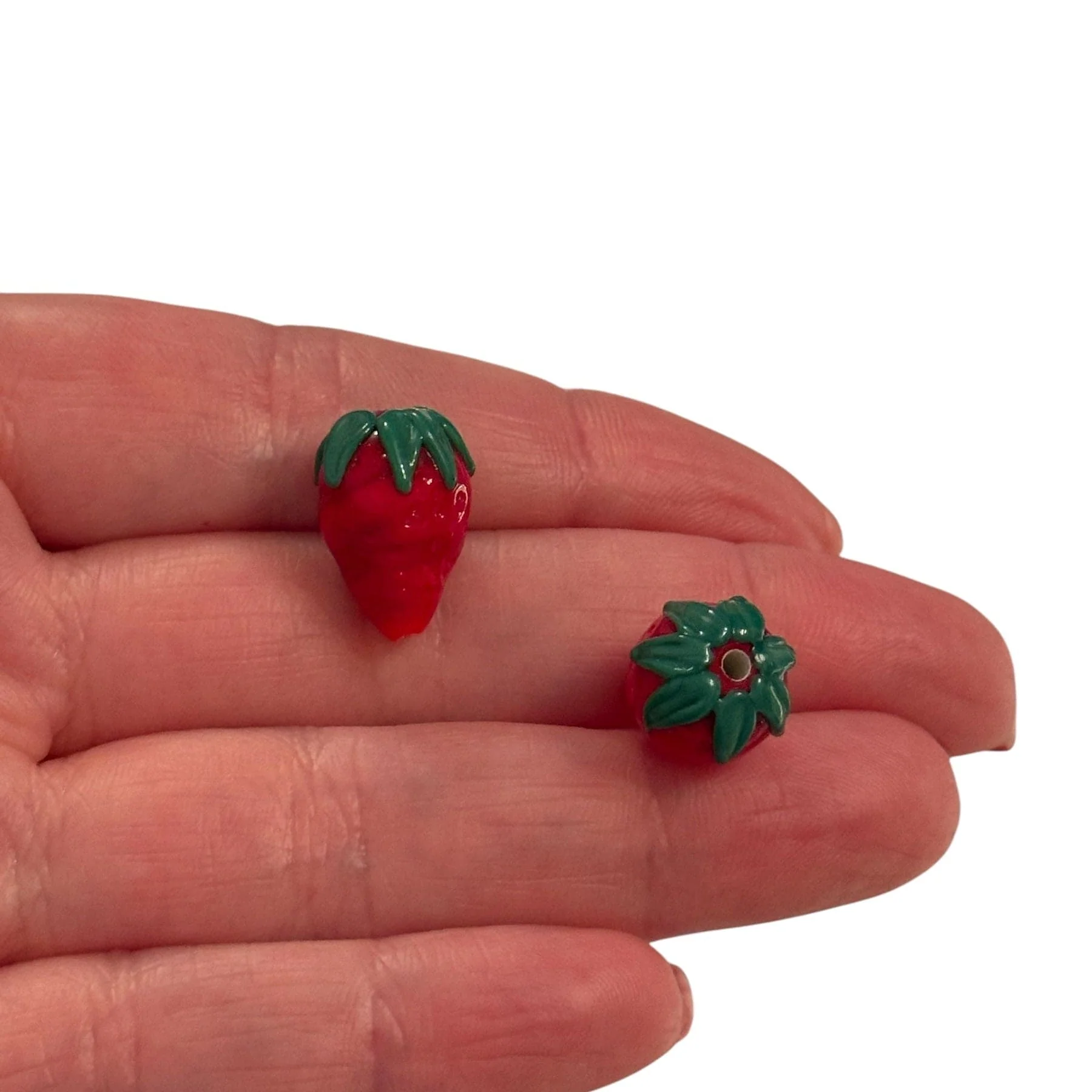 Murano Glass Strawberry Charm – Handmade Red Lampwork Charm - Image 2