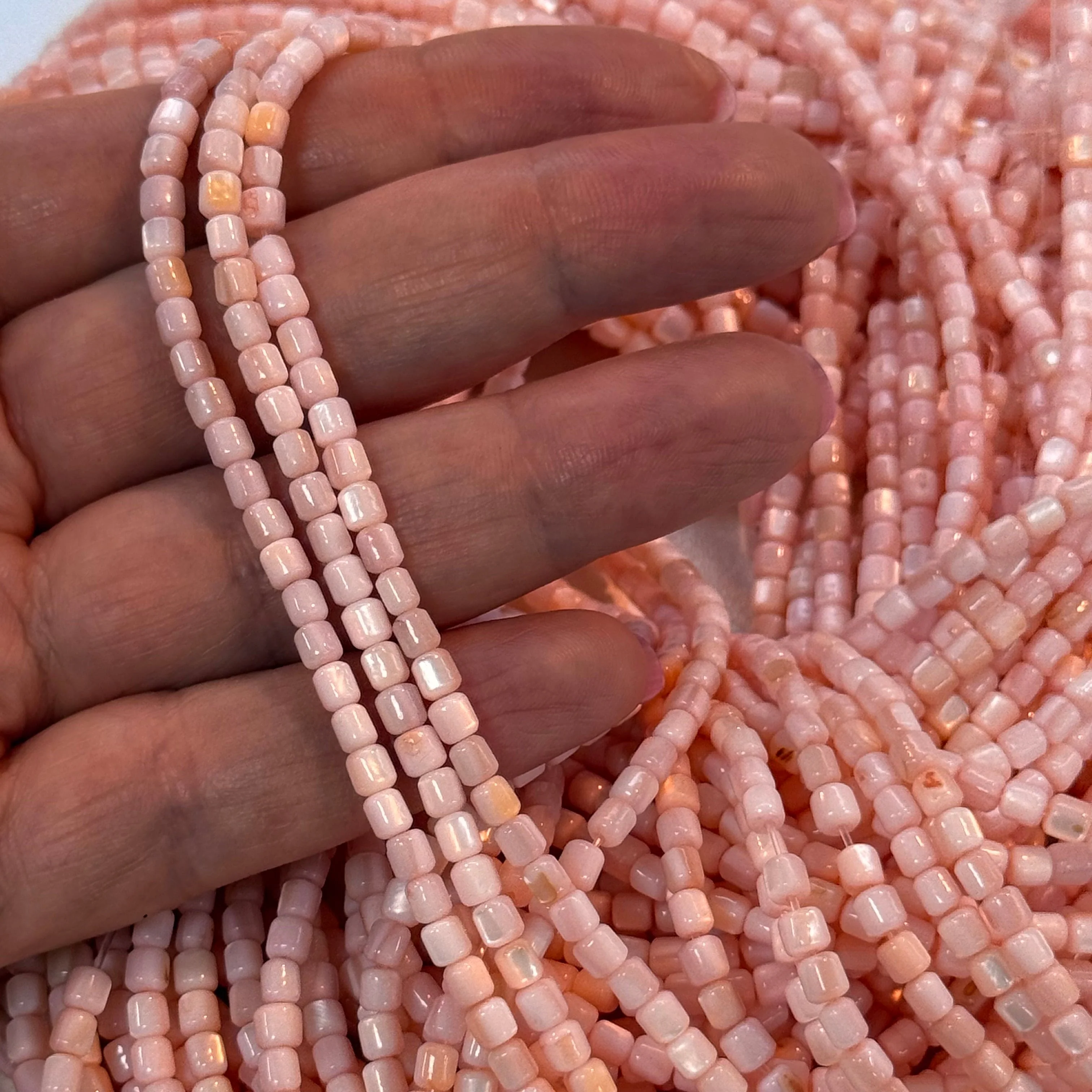 Natural Mother of Pearl Colored Cylinder Beads,15.5 Inches Strand