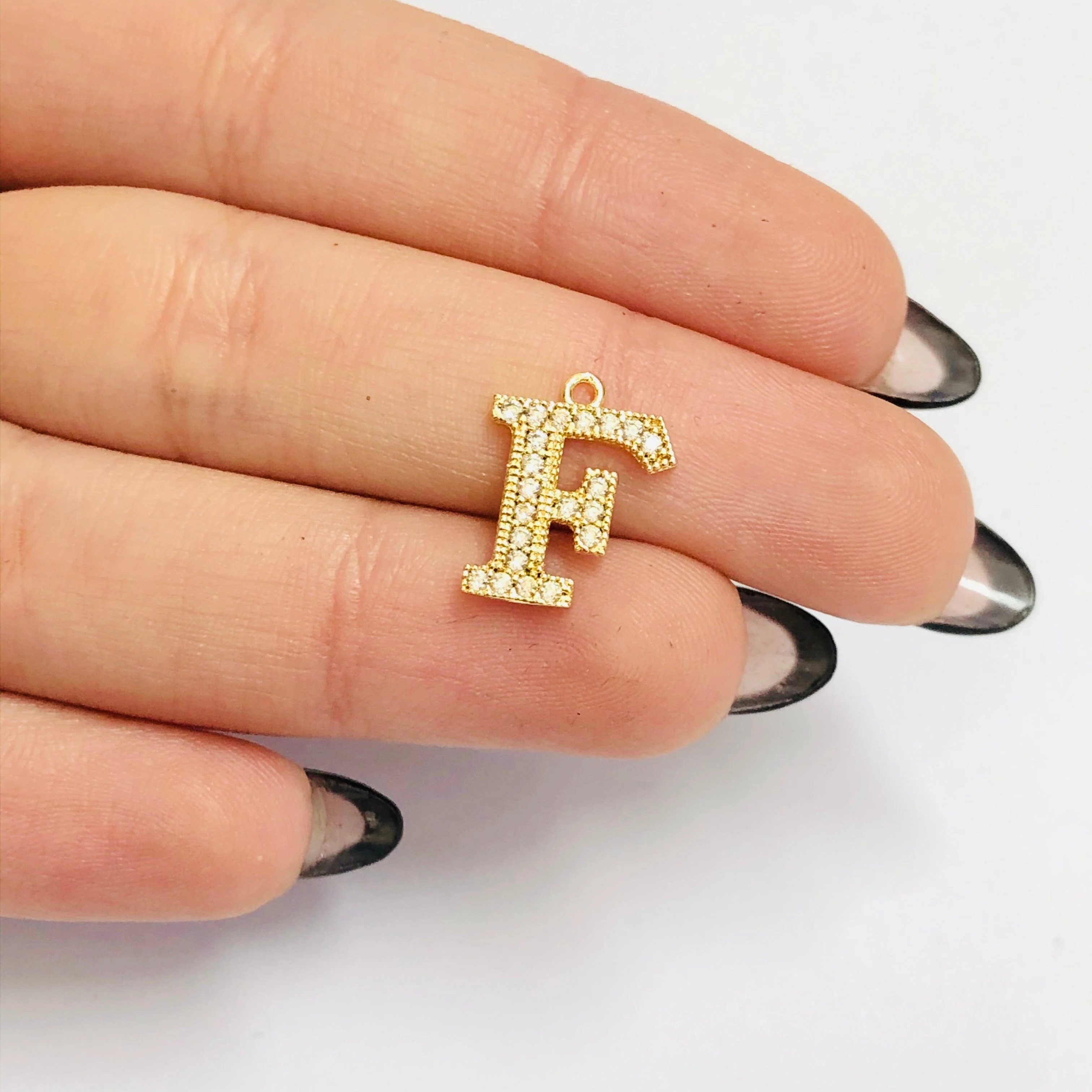 NEW!!! 24Kt Gold Plated Brass Micro Pave Initial Charms - Image 12