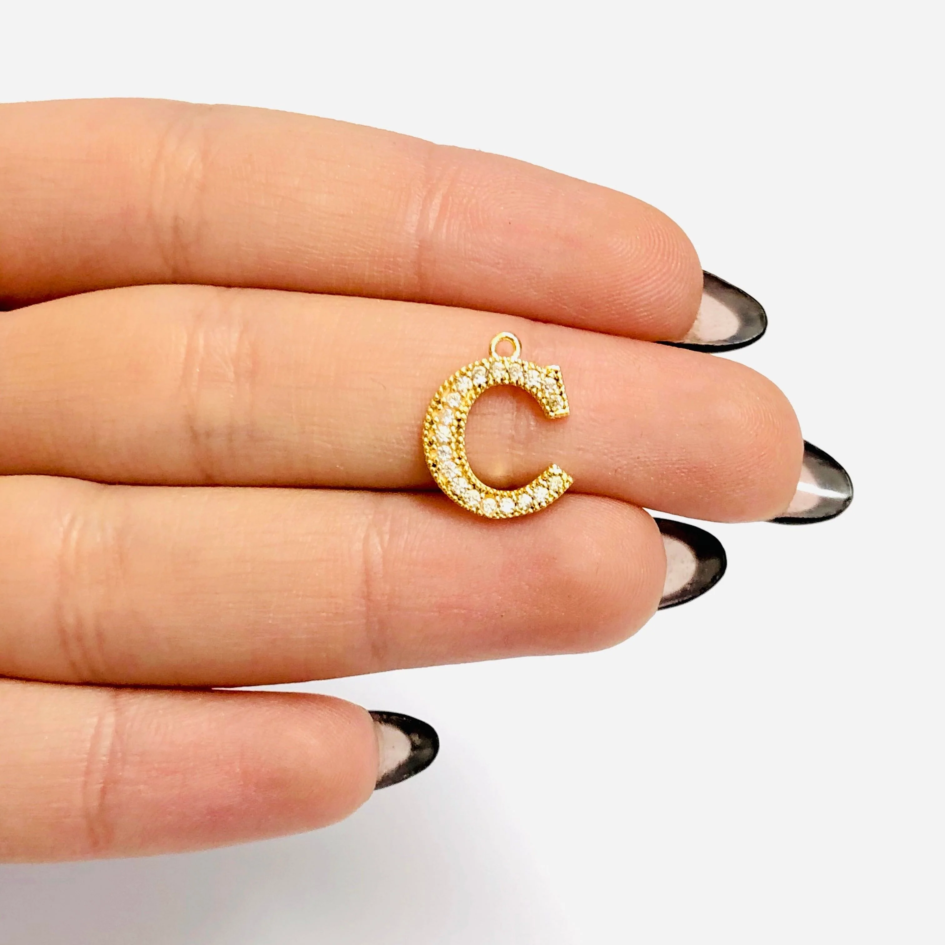 NEW!!! 24Kt Gold Plated Brass Micro Pave Initial Charms - Image 2