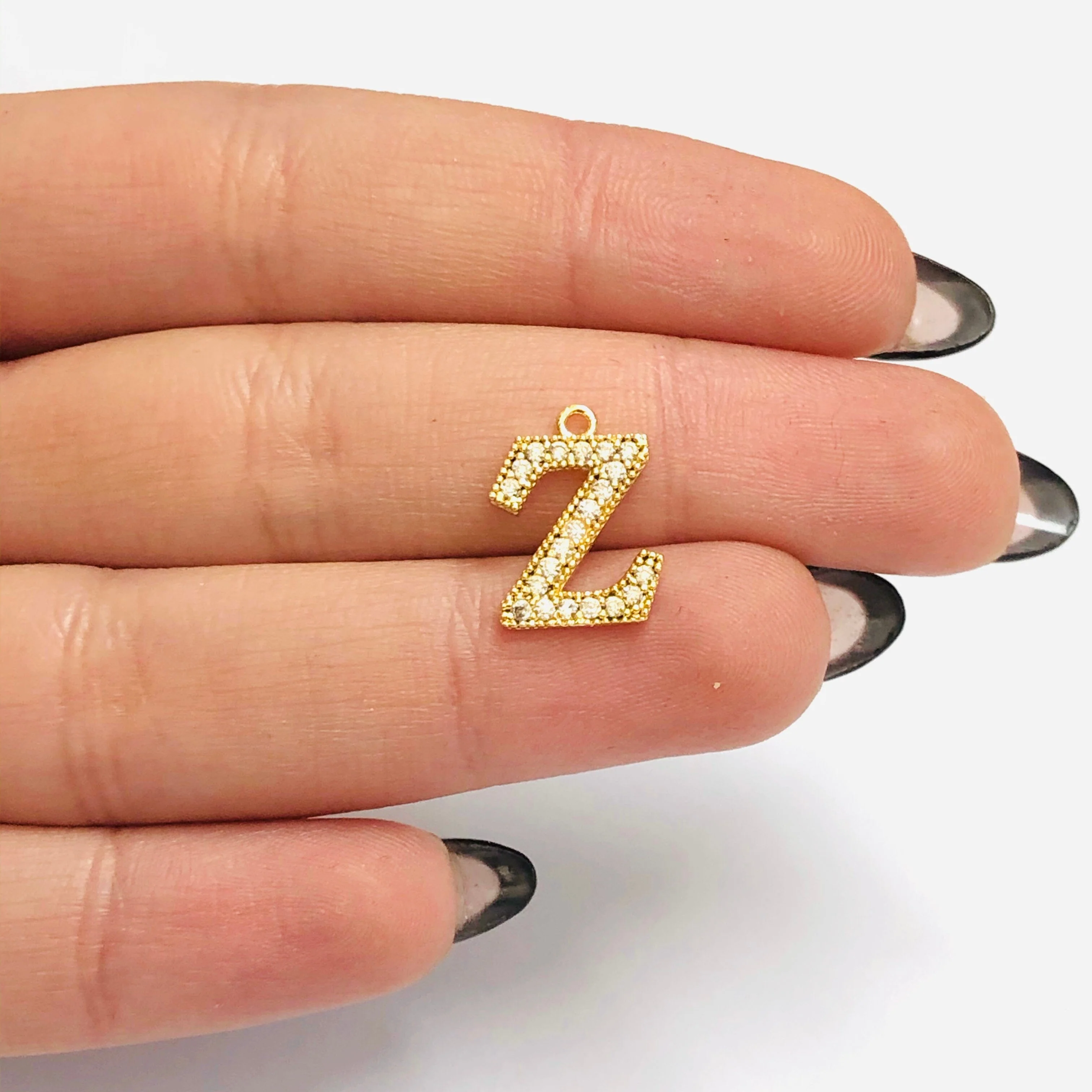 NEW!!! 24Kt Gold Plated Brass Micro Pave Initial Charms - Image 21