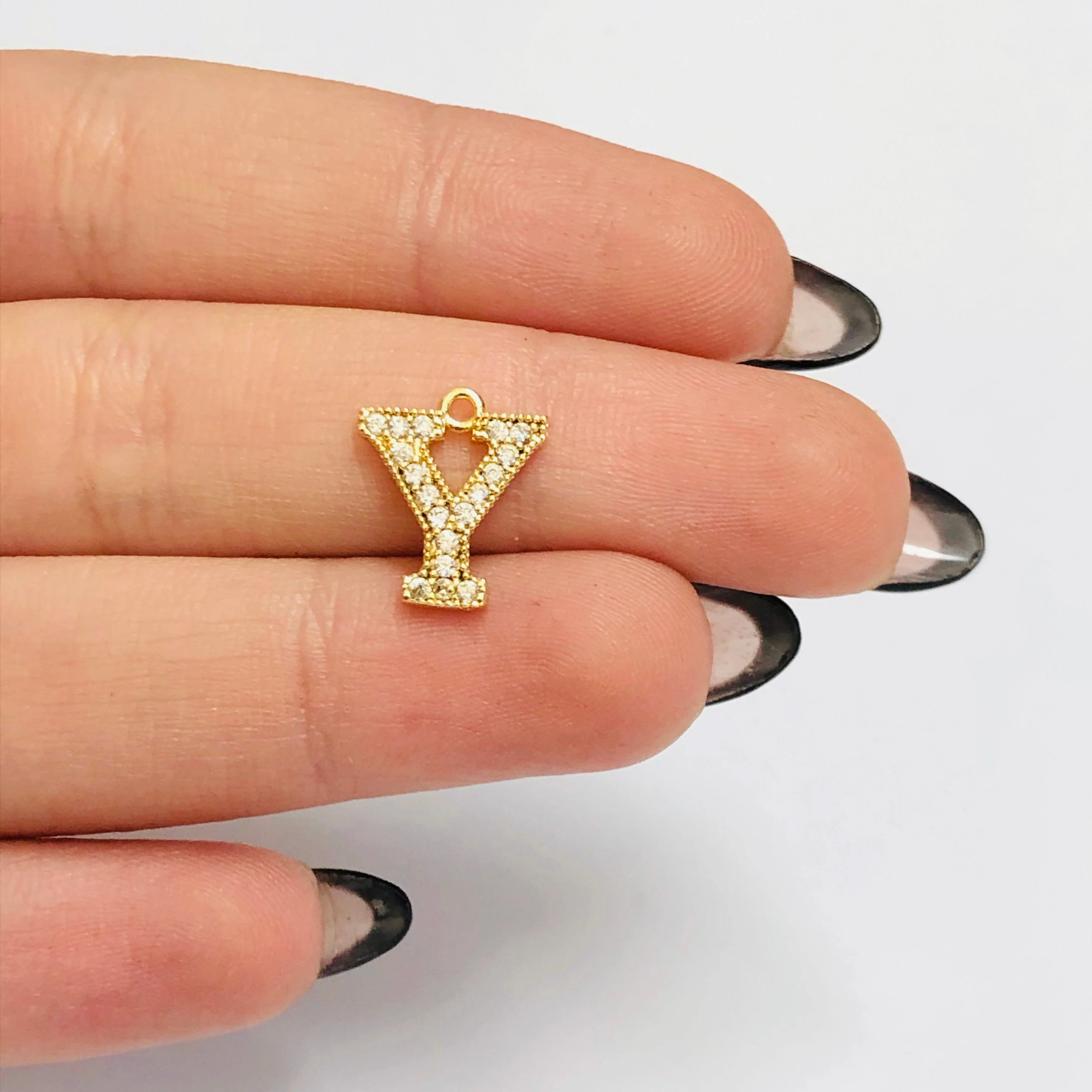NEW!!! 24Kt Gold Plated Brass Micro Pave Initial Charms - Image 5