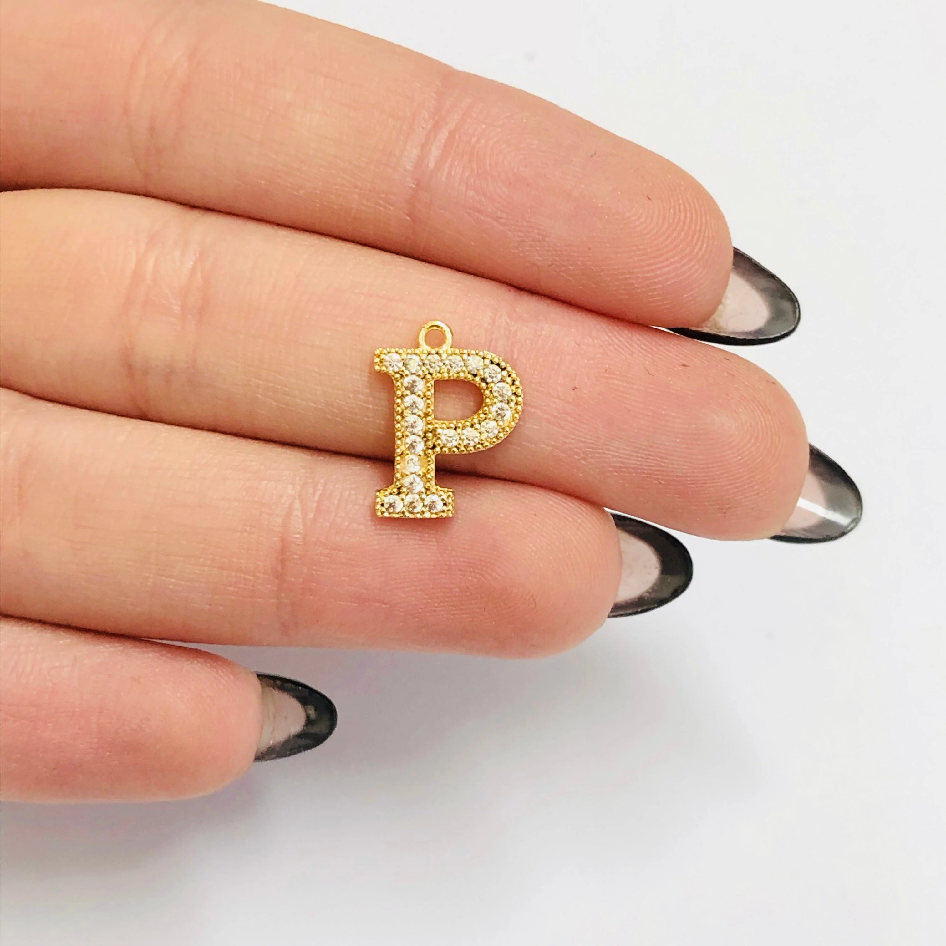 NEW!!! 24Kt Gold Plated Brass Micro Pave Initial Charms - Image 7