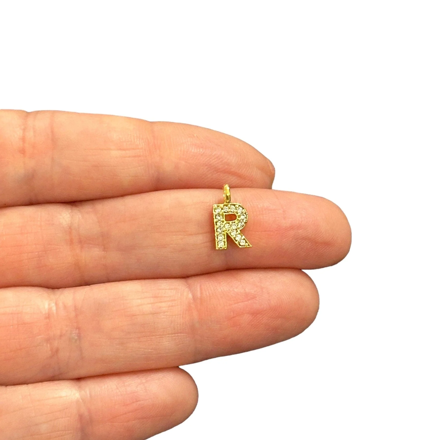 NEW!! 24Kt Gold Plated Brass Micro Pave Initial Charms - Image 16