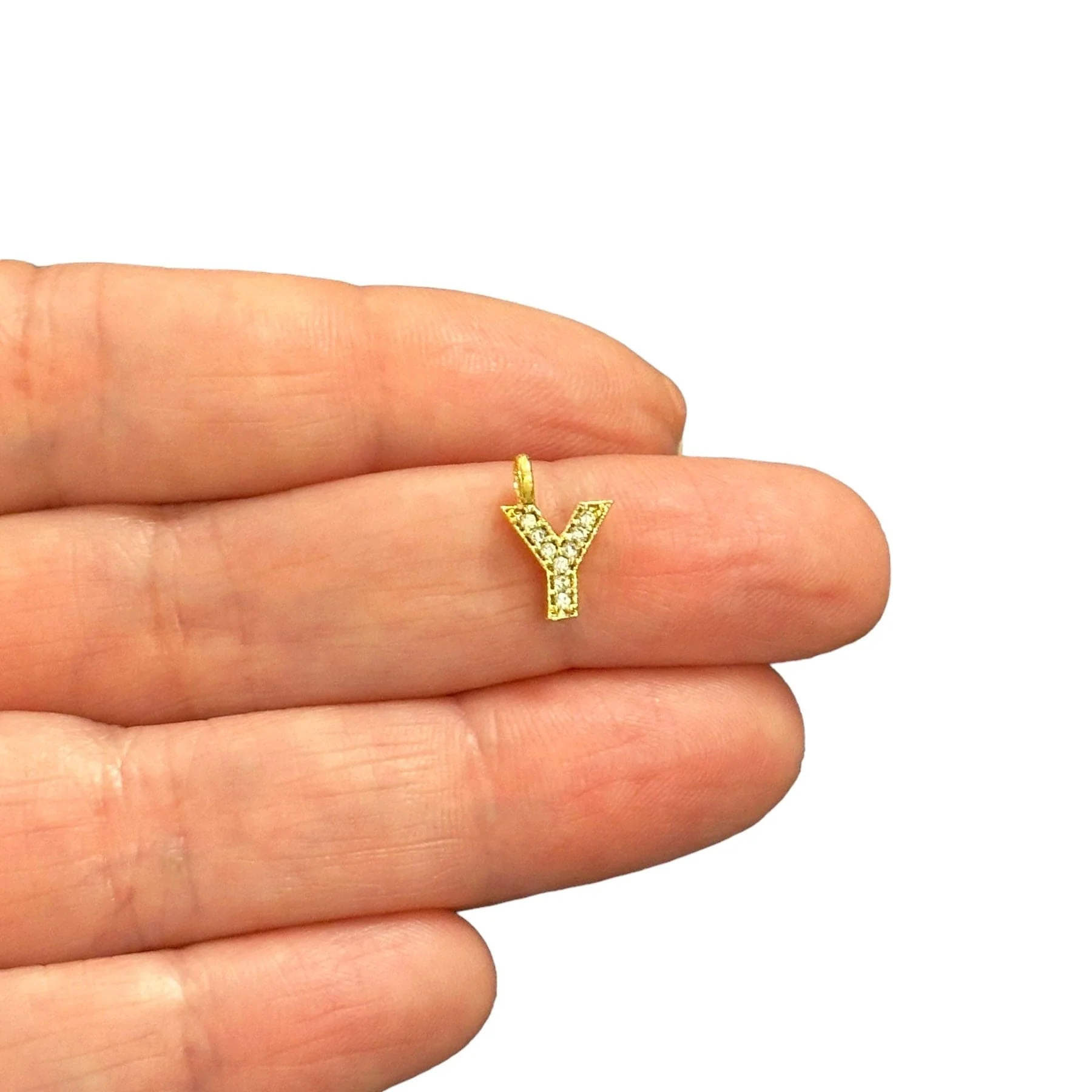 NEW!! 24Kt Gold Plated Brass Micro Pave Initial Charms - Image 21