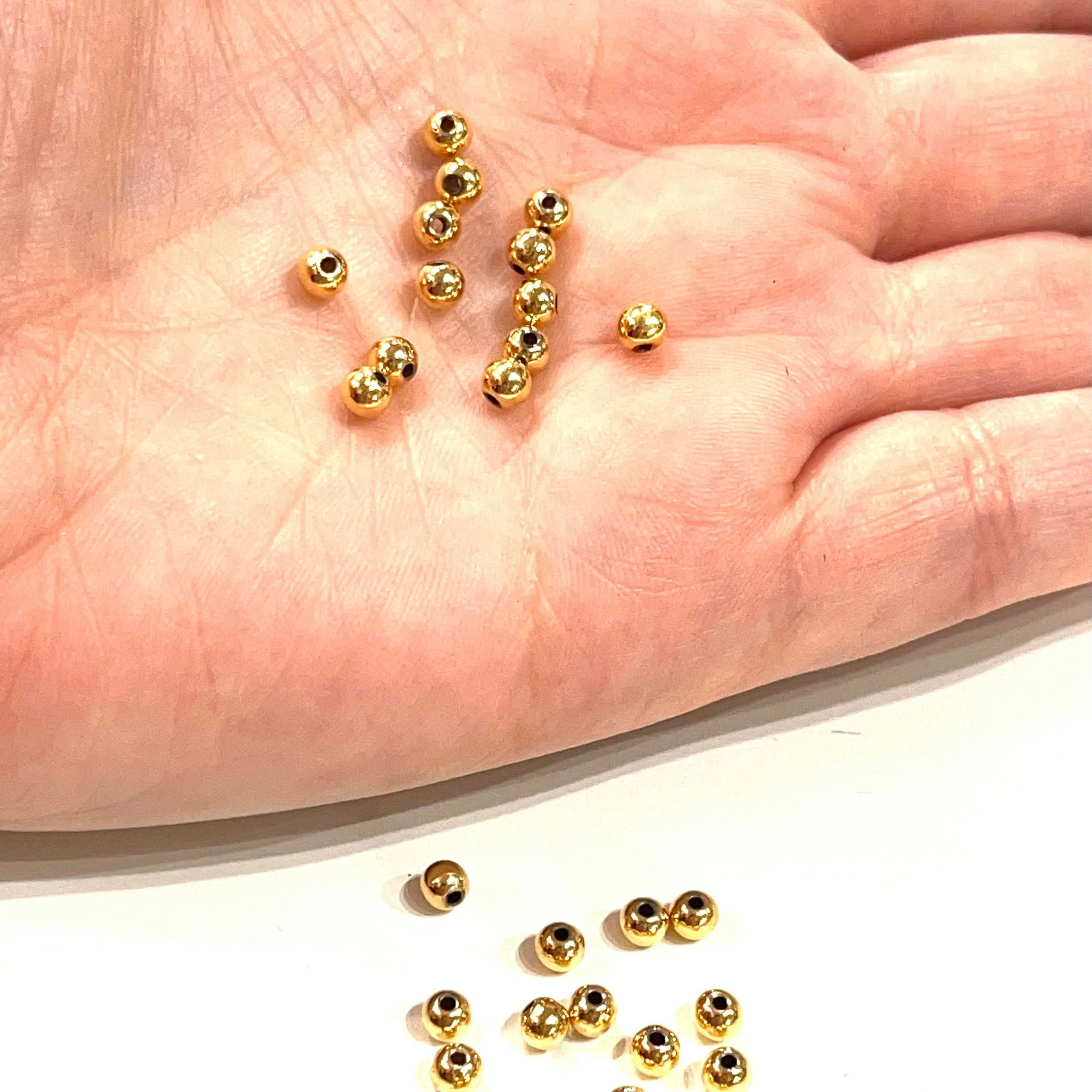 NEW! 24Kt Shiny Gold Plated 3mm Spacer Balls, 250 pieces in a pack, - Image 2