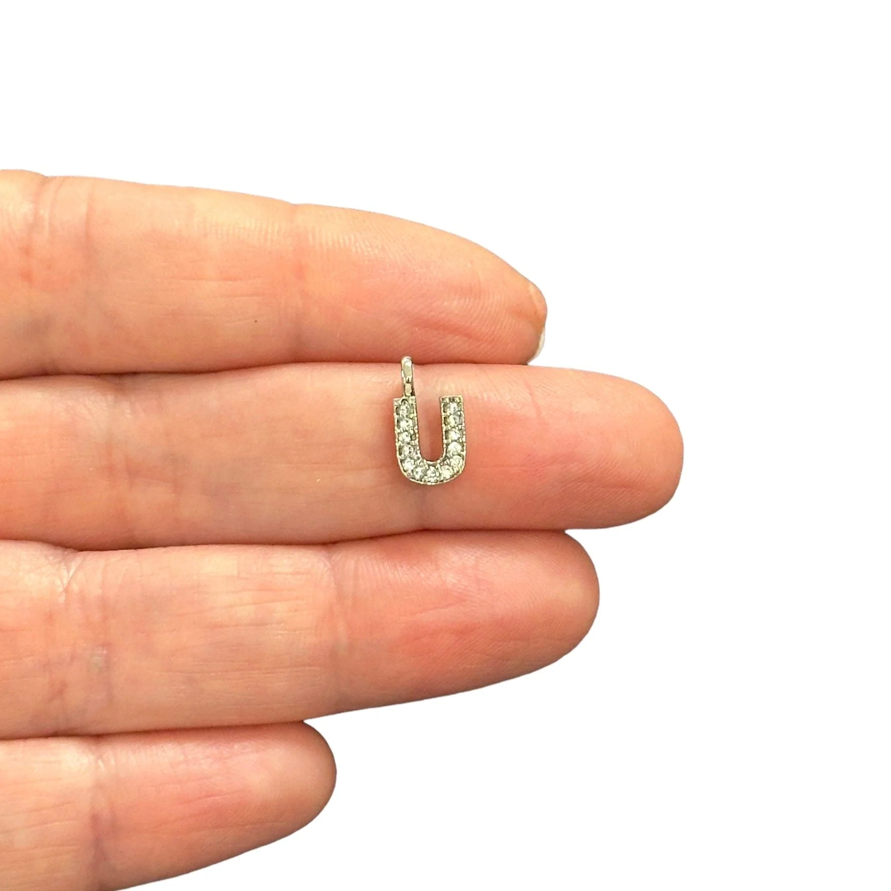 NEW!! Rhodium Plated Brass Micro Pave Initial Charms - Image 21