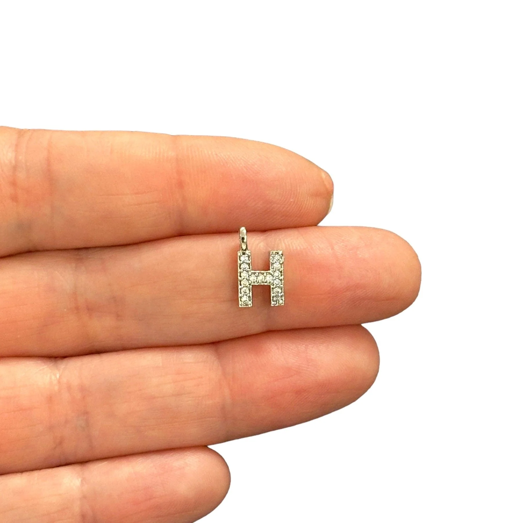 NEW!! Rhodium Plated Brass Micro Pave Initial Charms - Image 5