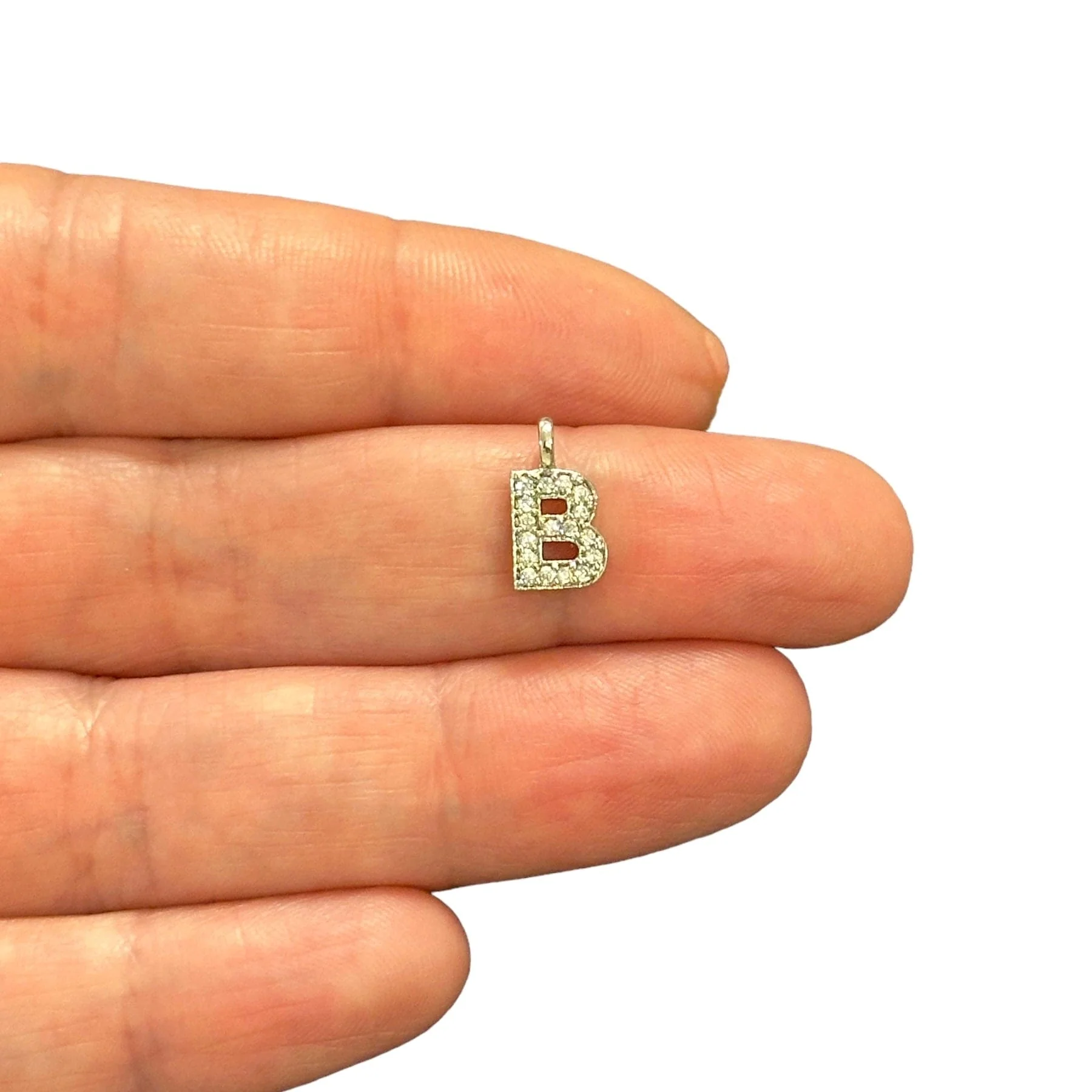 NEW!! Rhodium Plated Brass Micro Pave Initial Charms - Image 7