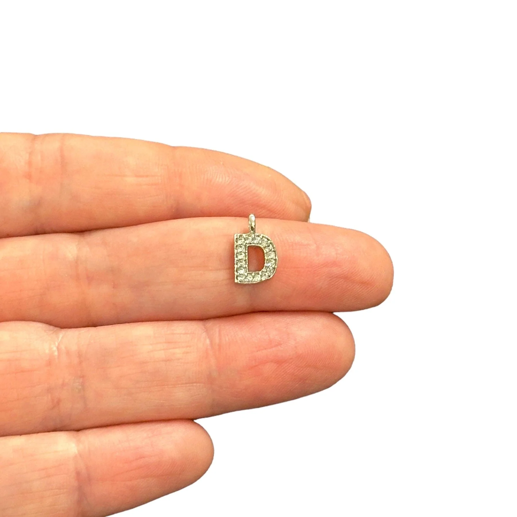 NEW!! Rhodium Plated Brass Micro Pave Initial Charms - Image 8