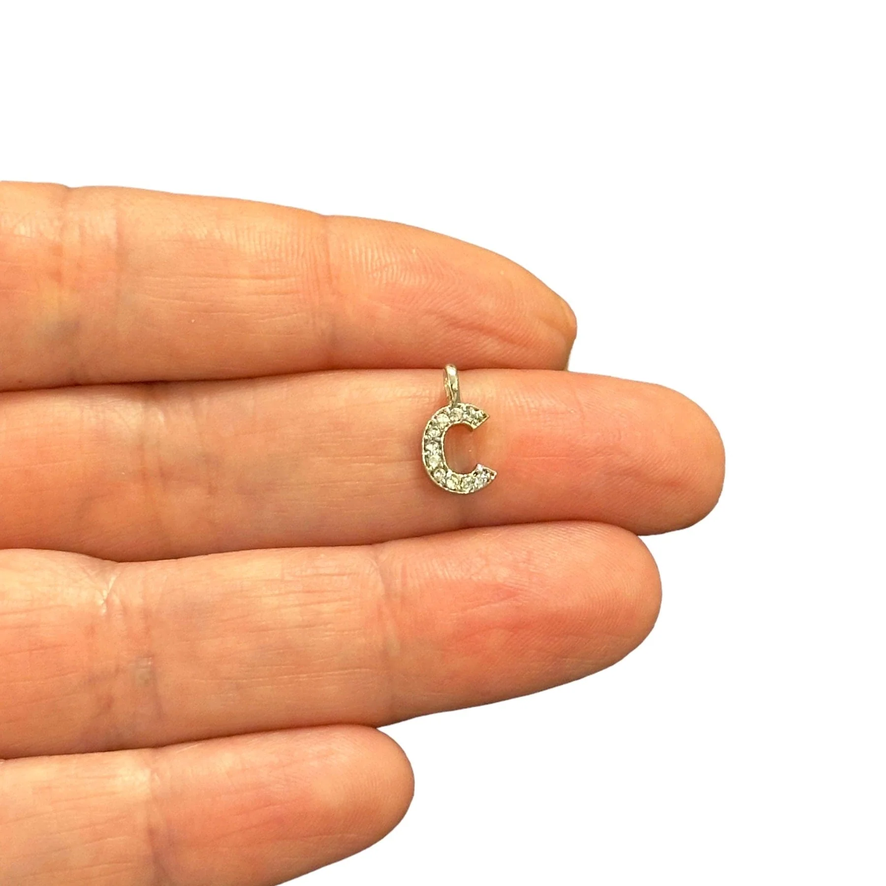 NEW!! Rhodium Plated Brass Micro Pave Initial Charms - Image 9