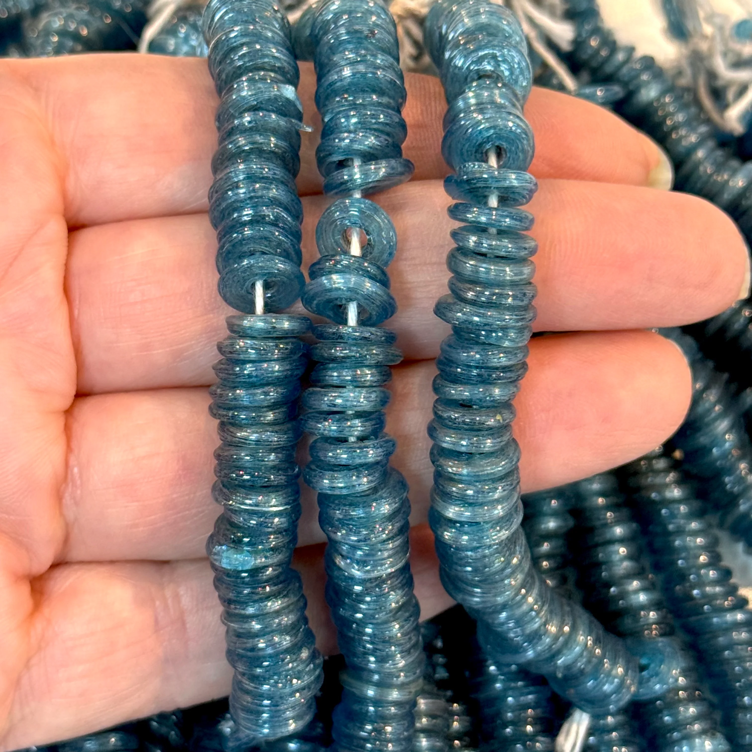 NEW! Turkish Artisan Hand Made Glass Large Ring Beads, 50 Beads in a pack