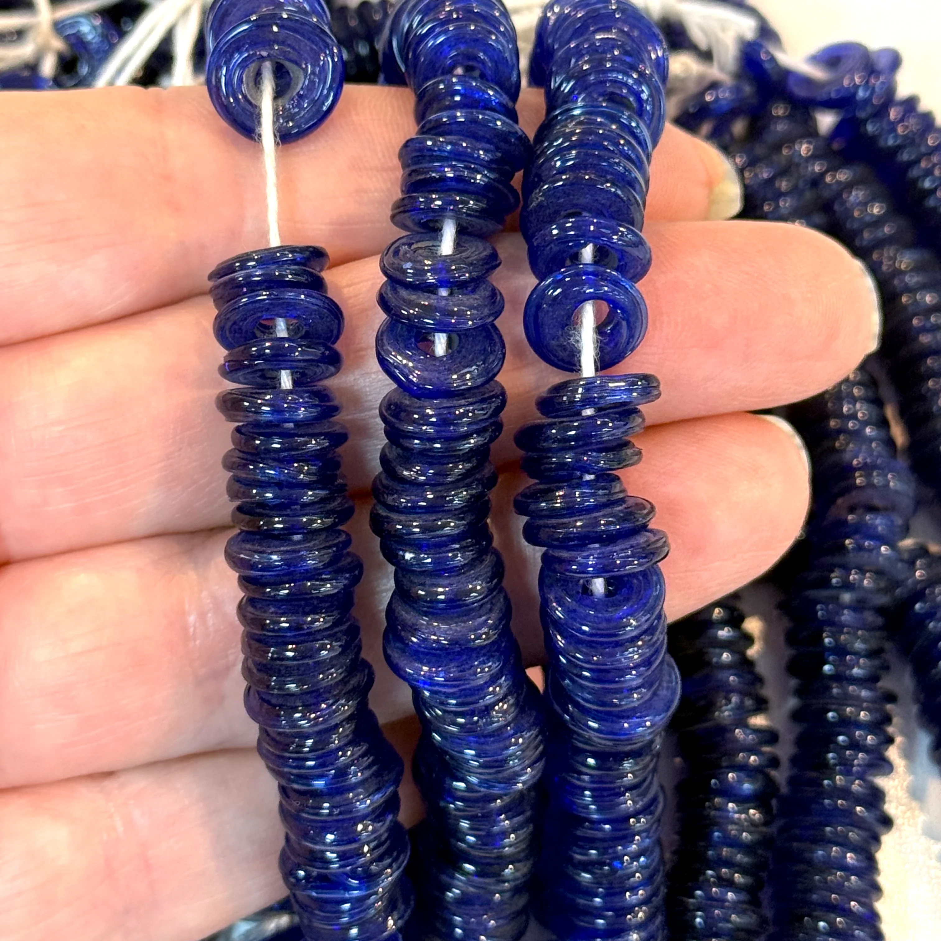 NEW! Turkish Artisan Hand Made Glass Large Ring Beads, 50 Beads in a pack