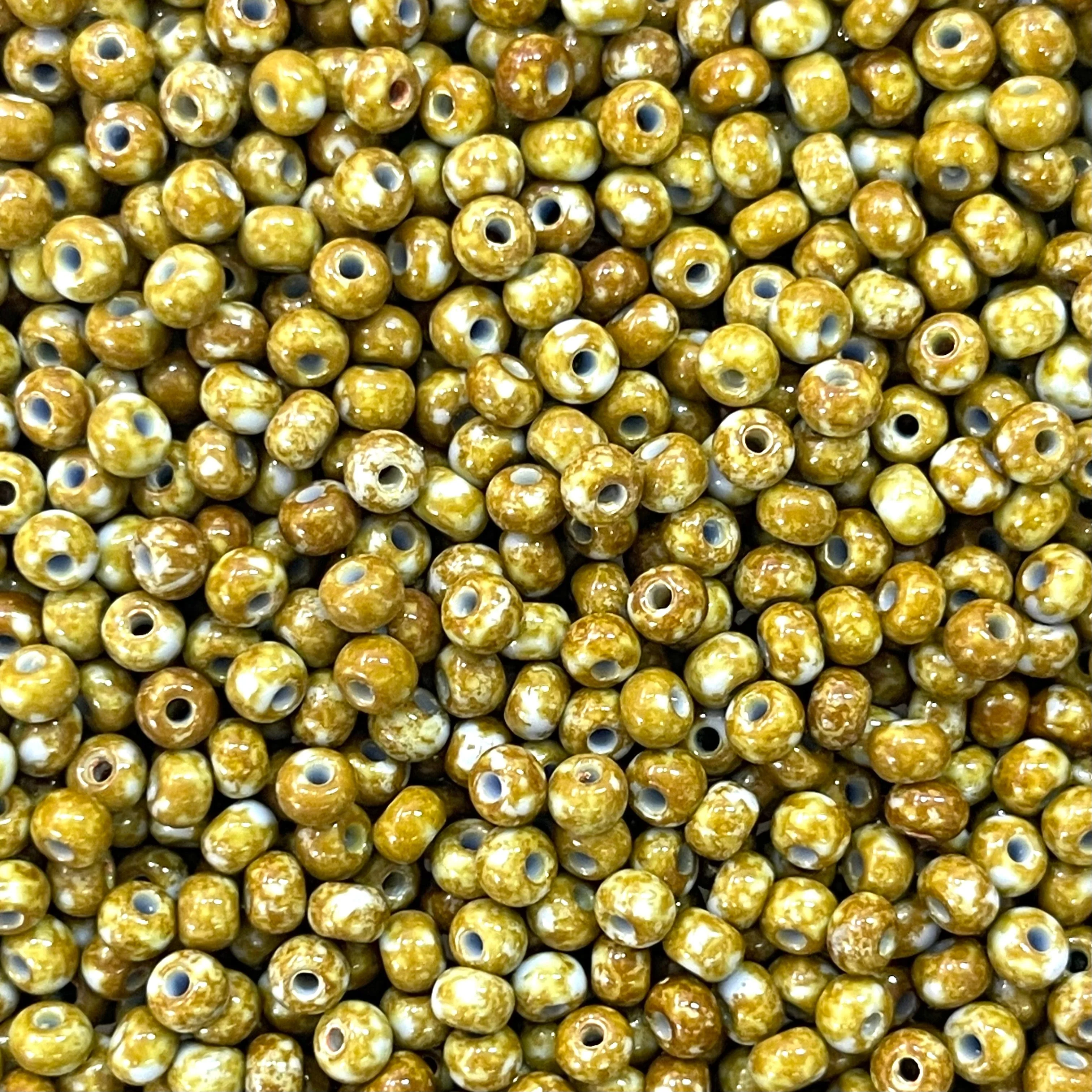 Preciosa Seed Beads 6/0 Rocailles-Round Hole 100 gr, 39000 Travertine On Opaque Lt. Blue