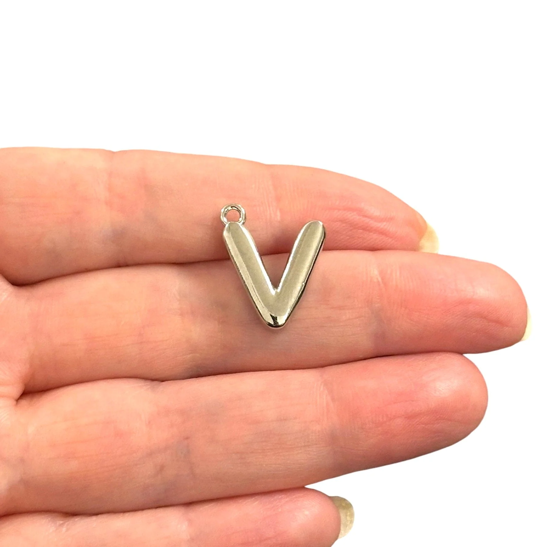 Rhodium Plated Balloon Letter Charm - Image 21