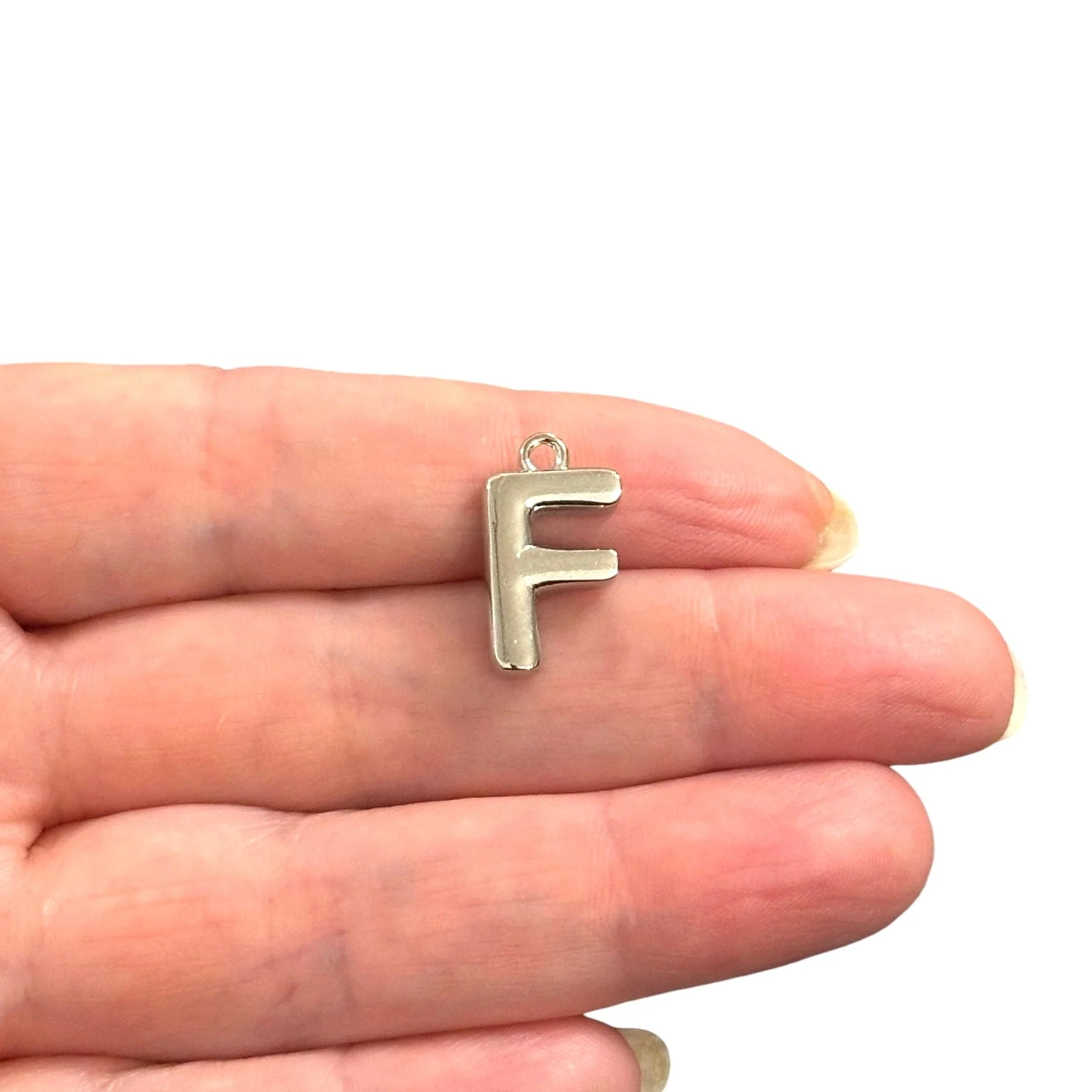 Rhodium Plated Balloon Letter Charm - Image 6