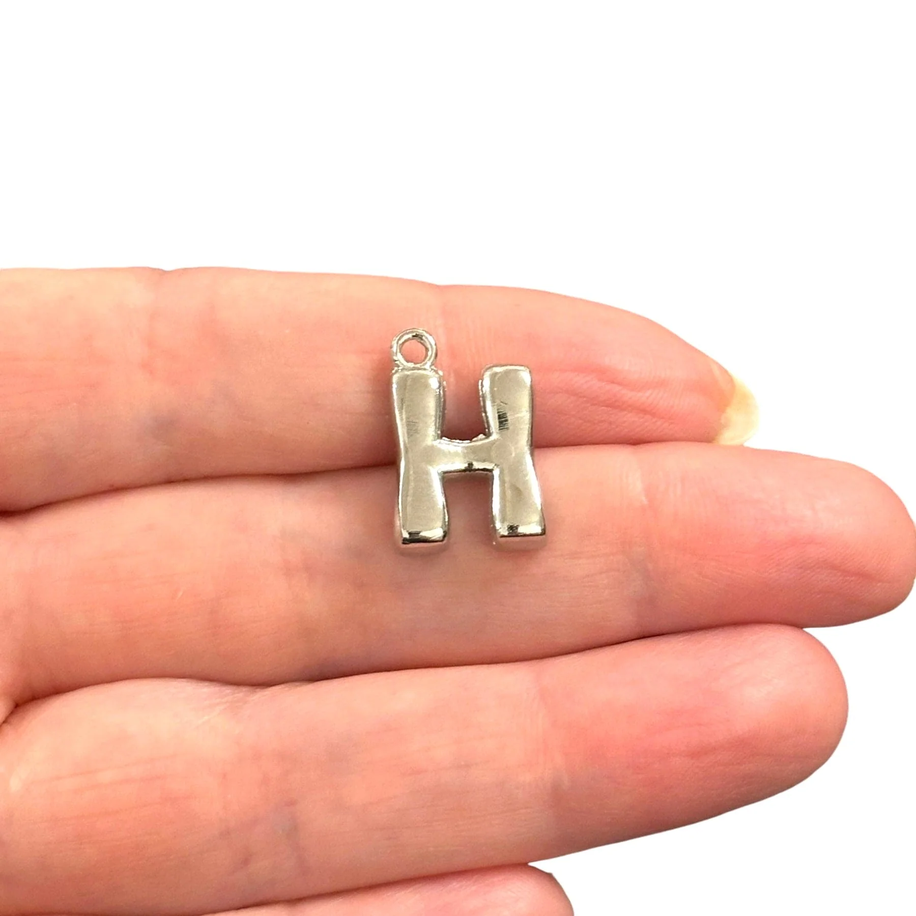 Rhodium Plated Balloon Letter Charm - Image 8