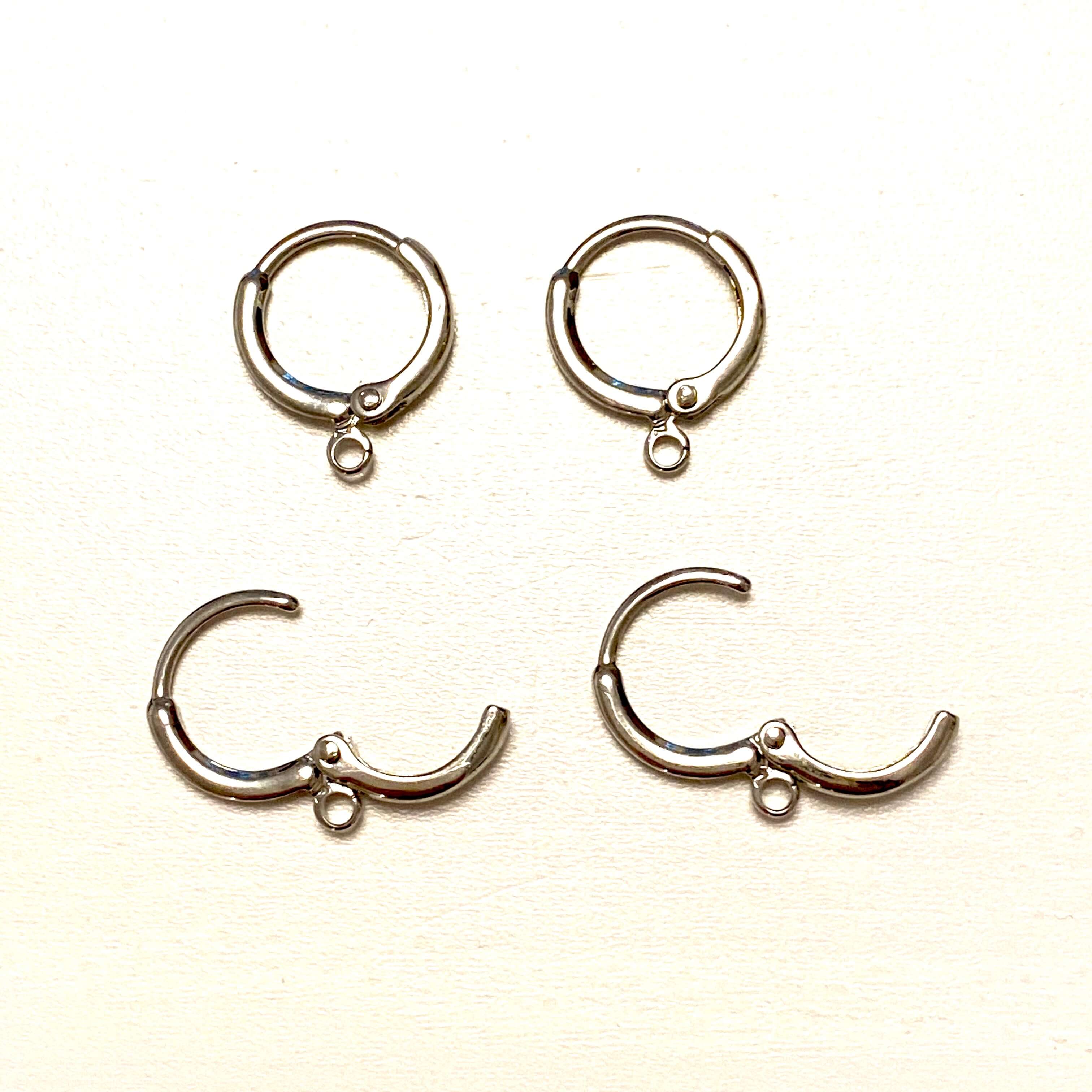 12mm Rhodium Plated Huggie Hoop Earrings,Delicate Huggie Earrings, Leverback Earrings