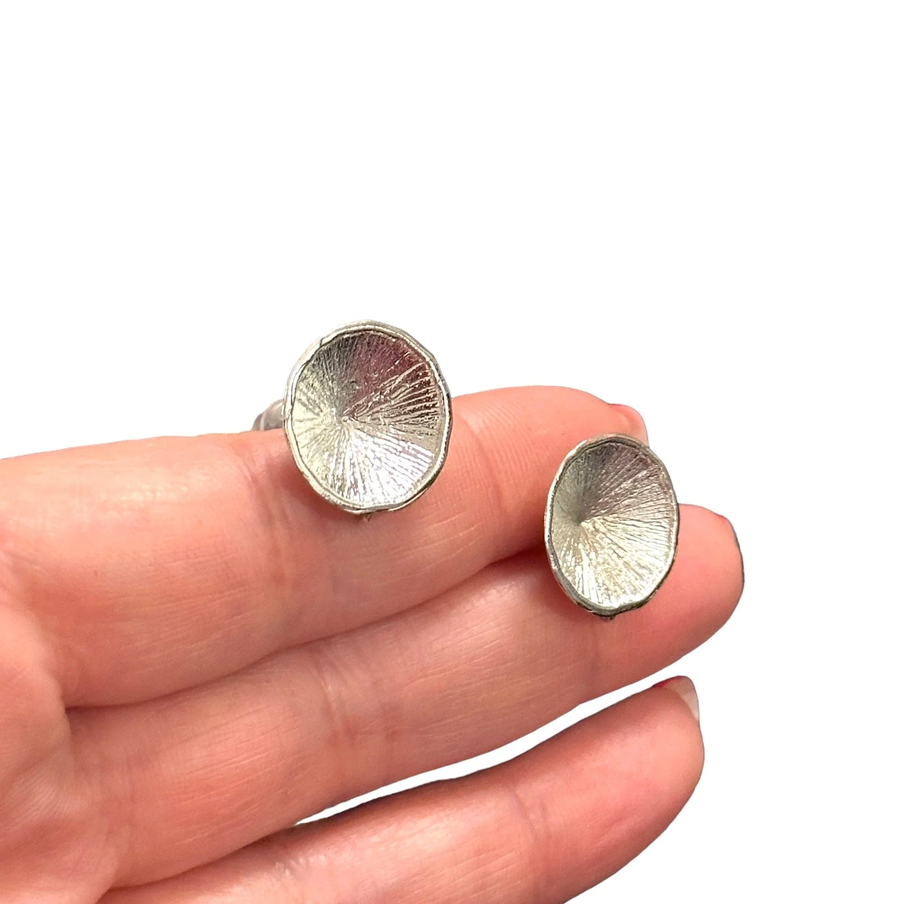 Rhodium Plated Brass Stud Earrings, 2 pcs in a pack, - Image 2