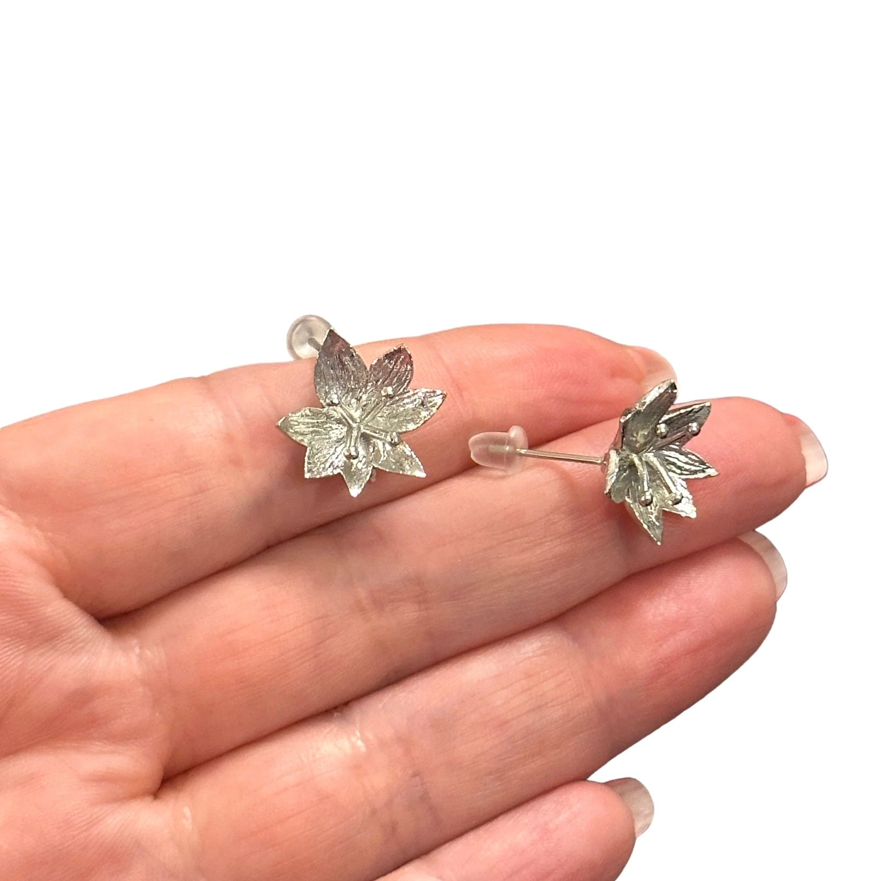 Rhodium Plated Brass Stud Earrings, 2 pcs in a pack, - Image 3