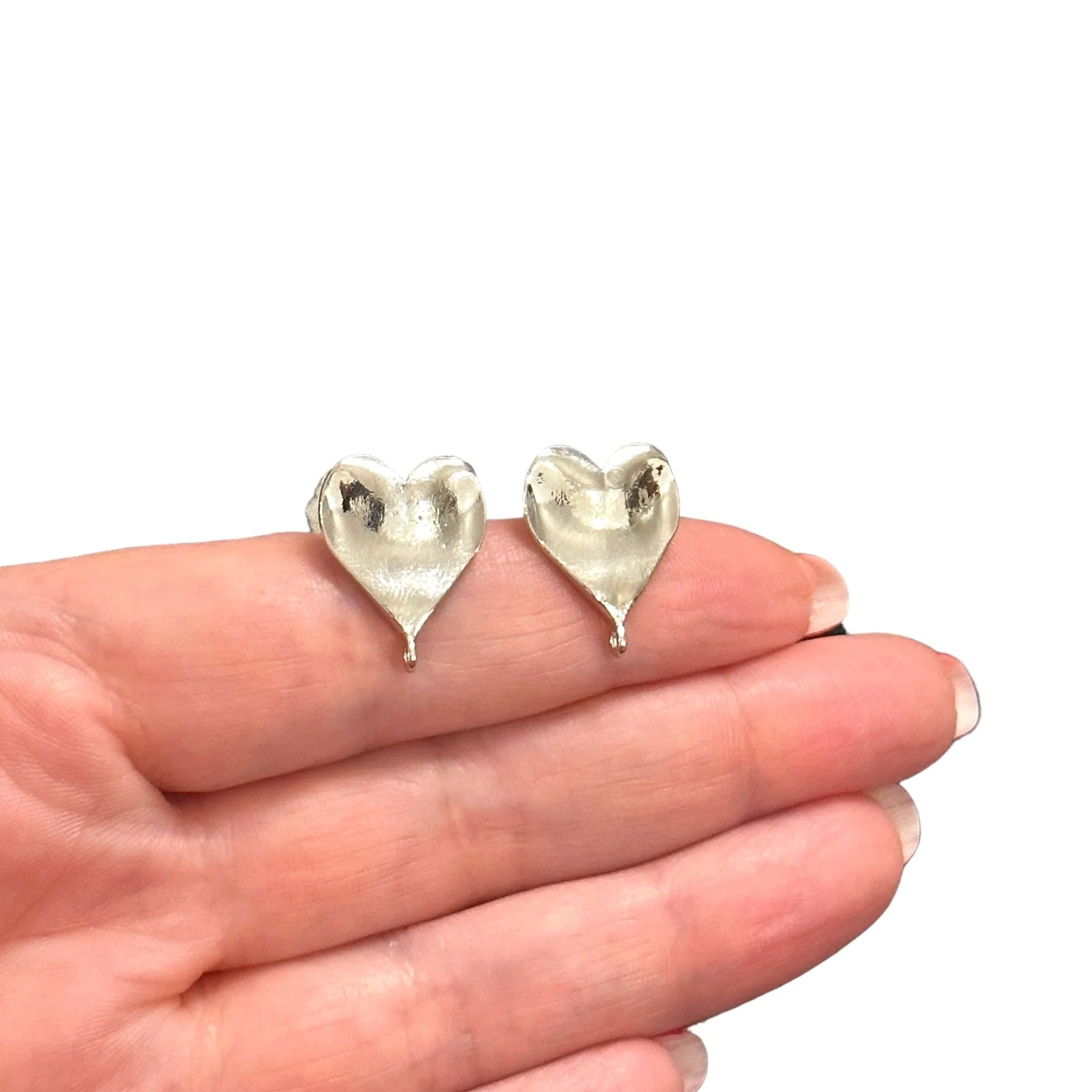 Rhodium Plated Brass Stud Earrings, 2 pcs in a pack, - Image 2