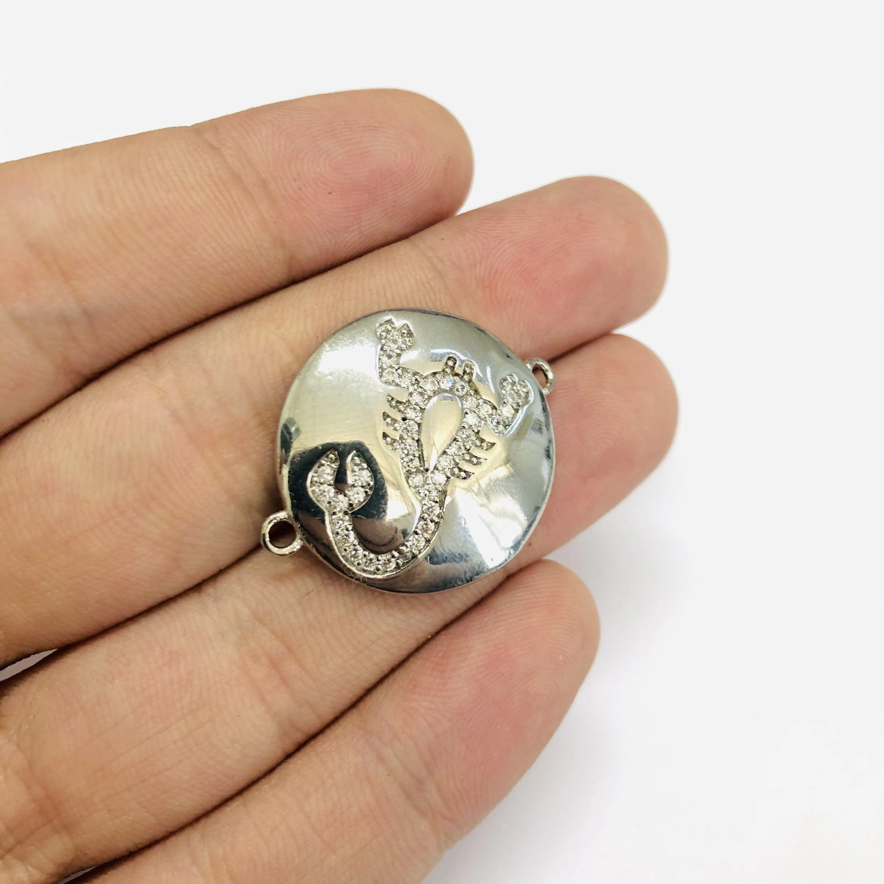 Rhodium Plated Brass Zirconia Zodiac Horoscope Sign Connector Charms, - Image 3