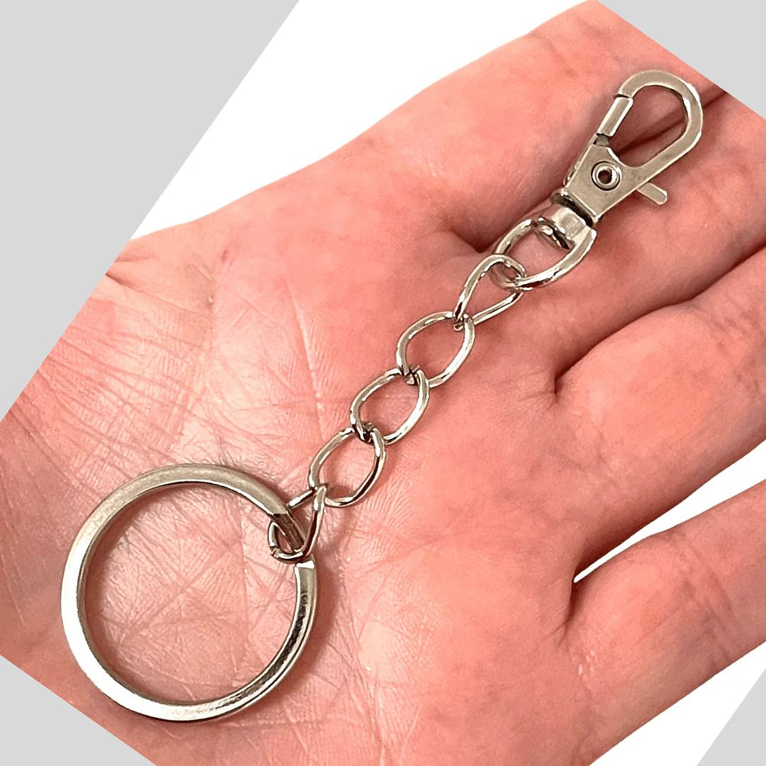 Rhodium Plated Keyring&Keychains with Large Swivel Clasp - Image 3