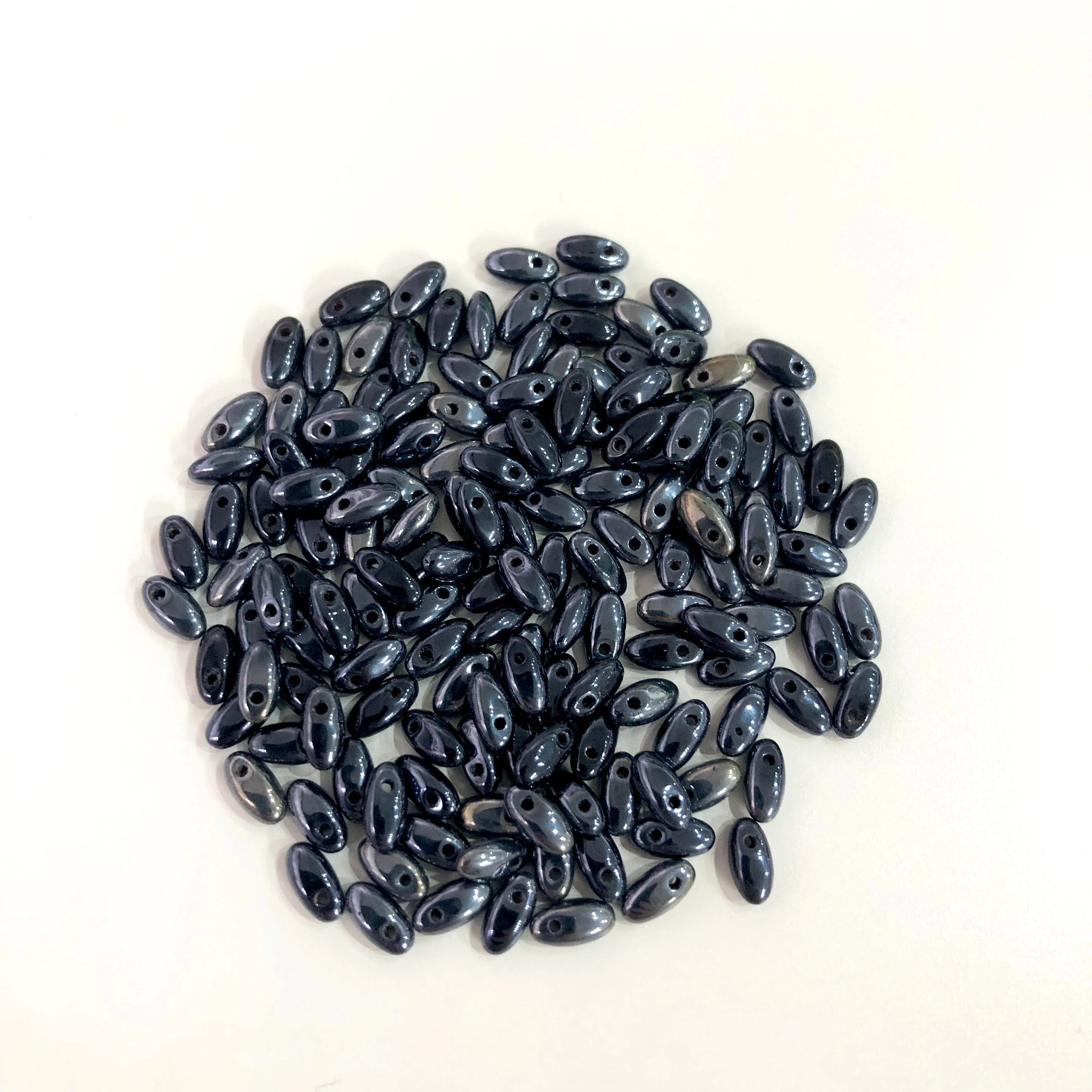 Gunmetal Rice Beads, Glass Rice Beads,Glass Beads, 50 gr pack - Image 2