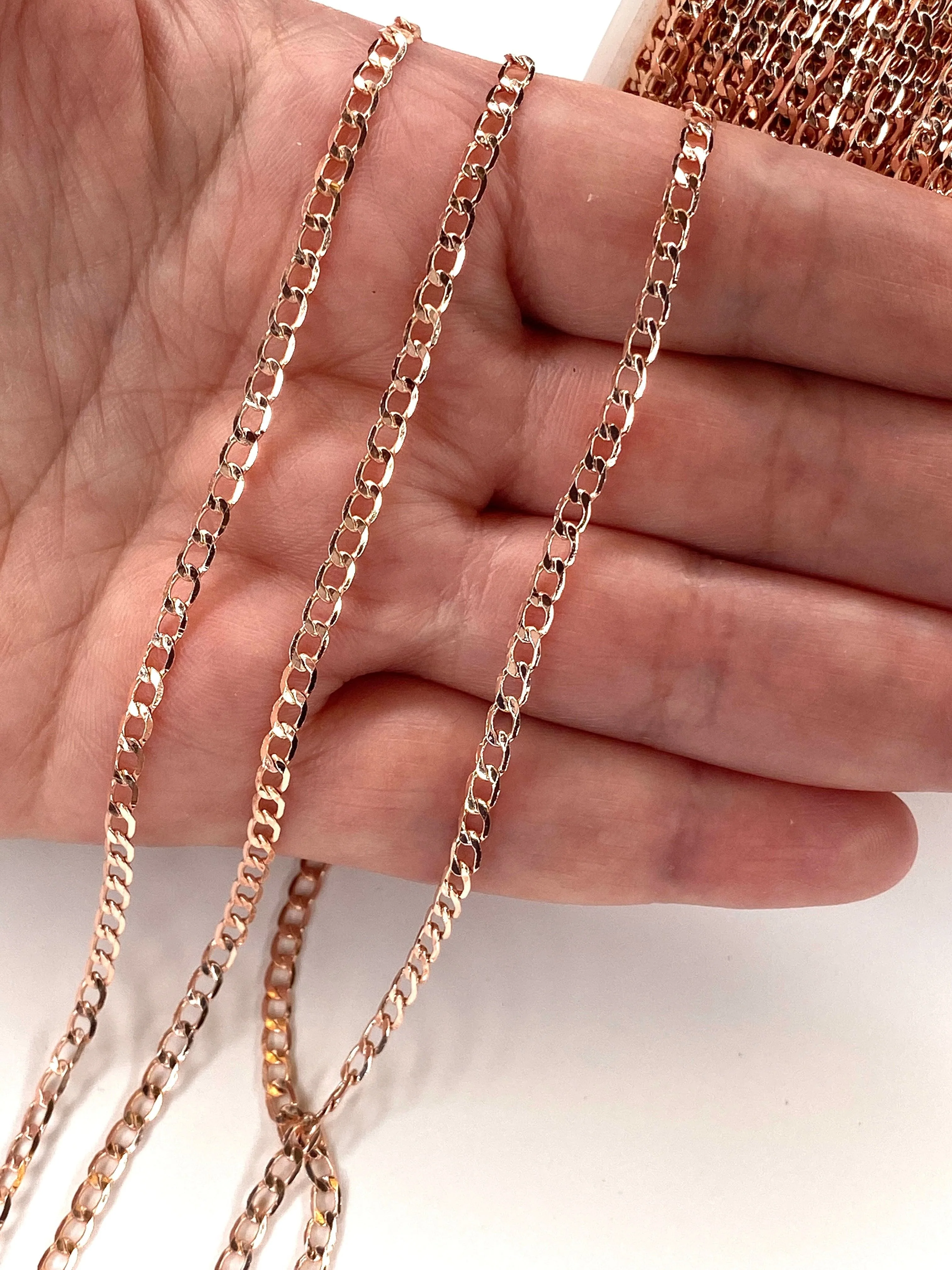 Rose Gold Plated 3mm Brass Chain , Rose Gold Plated Chain, Rose Gold Plated Necklace Chain, - Image 2