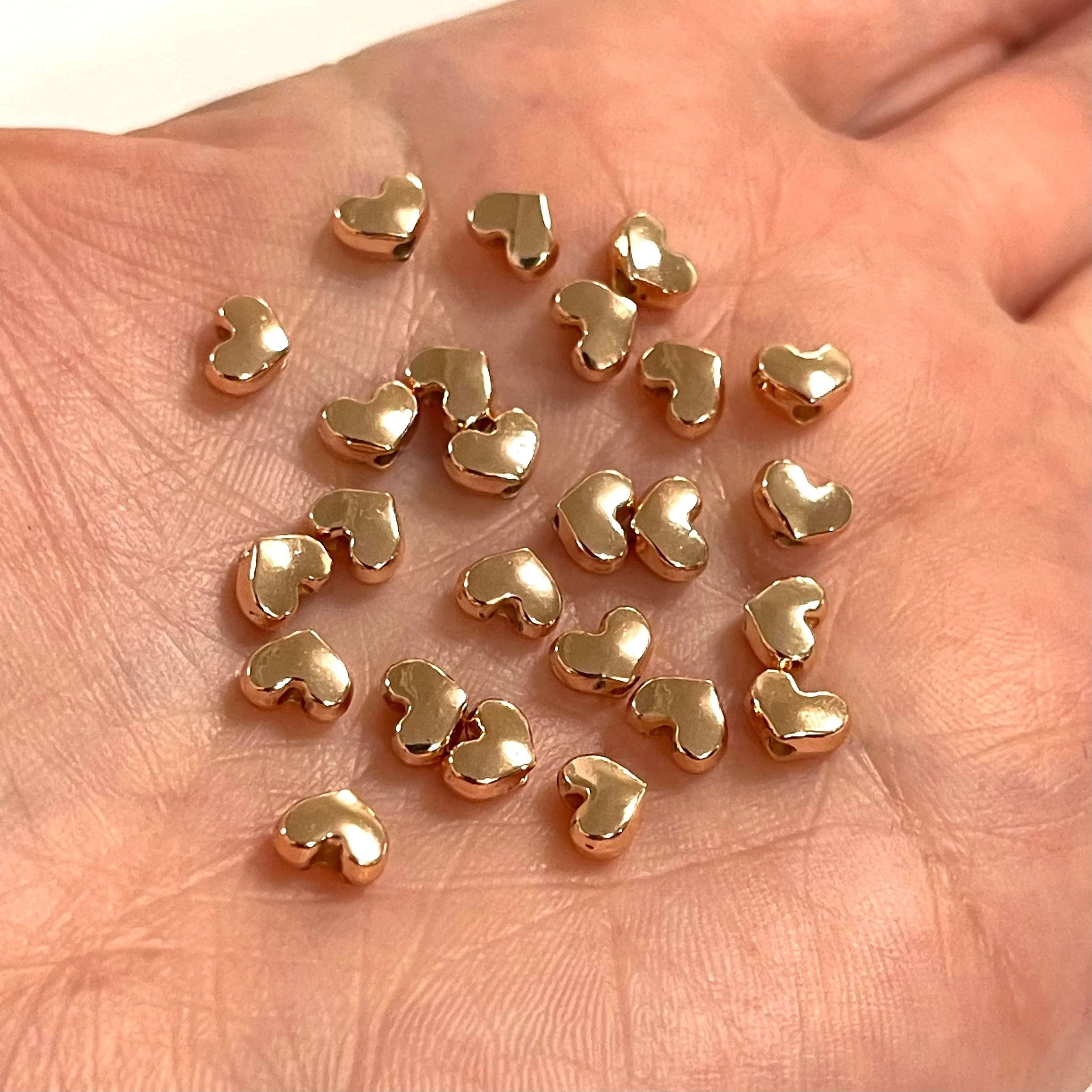 Rose Gold Plated 4mm Heart Spacers, Rose Gold Heart Spacers, 25 Pcs in a Pack - Image 2