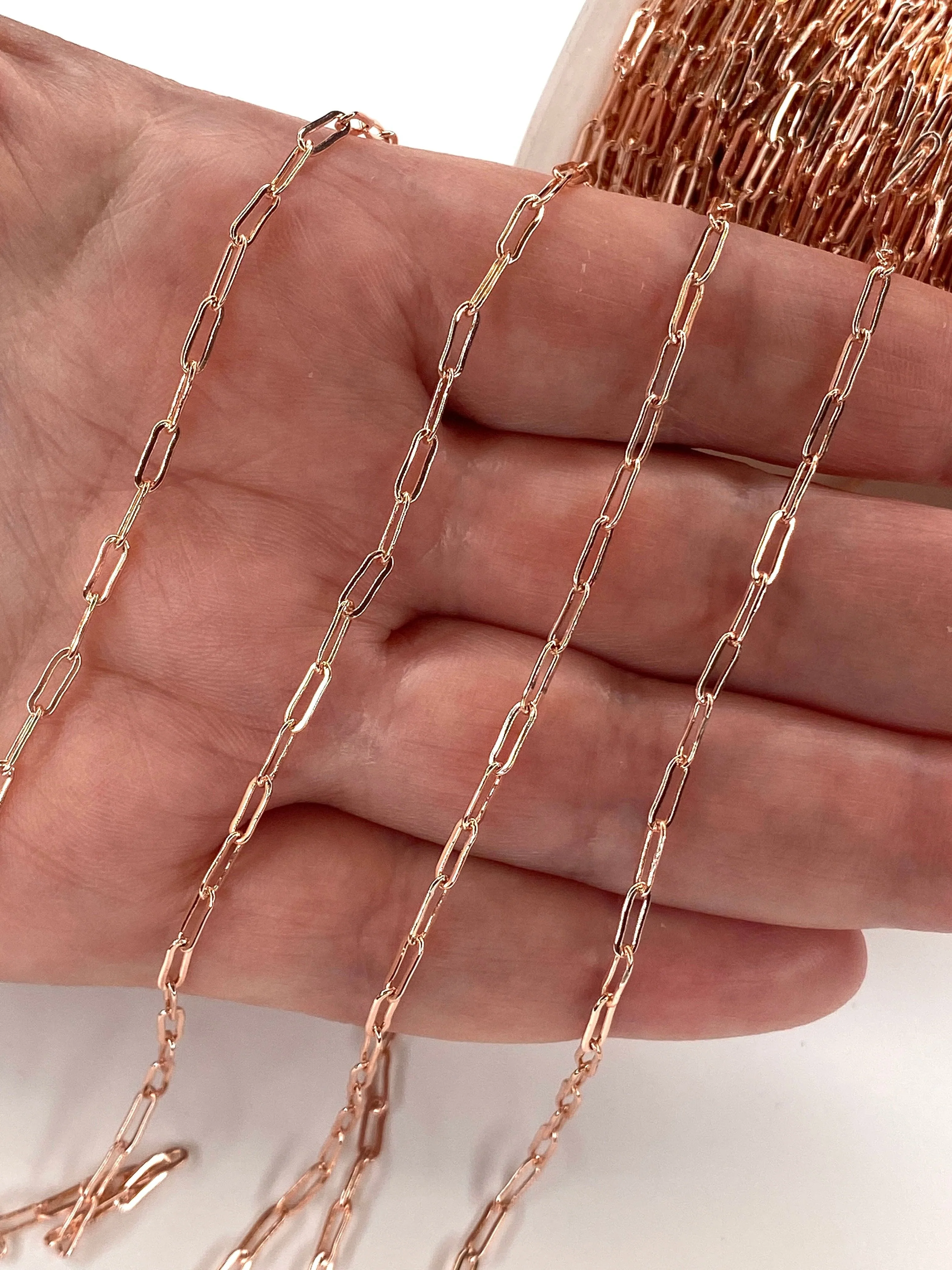 Rose Gold Plated Brass Paperclip Chain, 6x2,5 mm Rose Gold Plated Chain, - Image 2