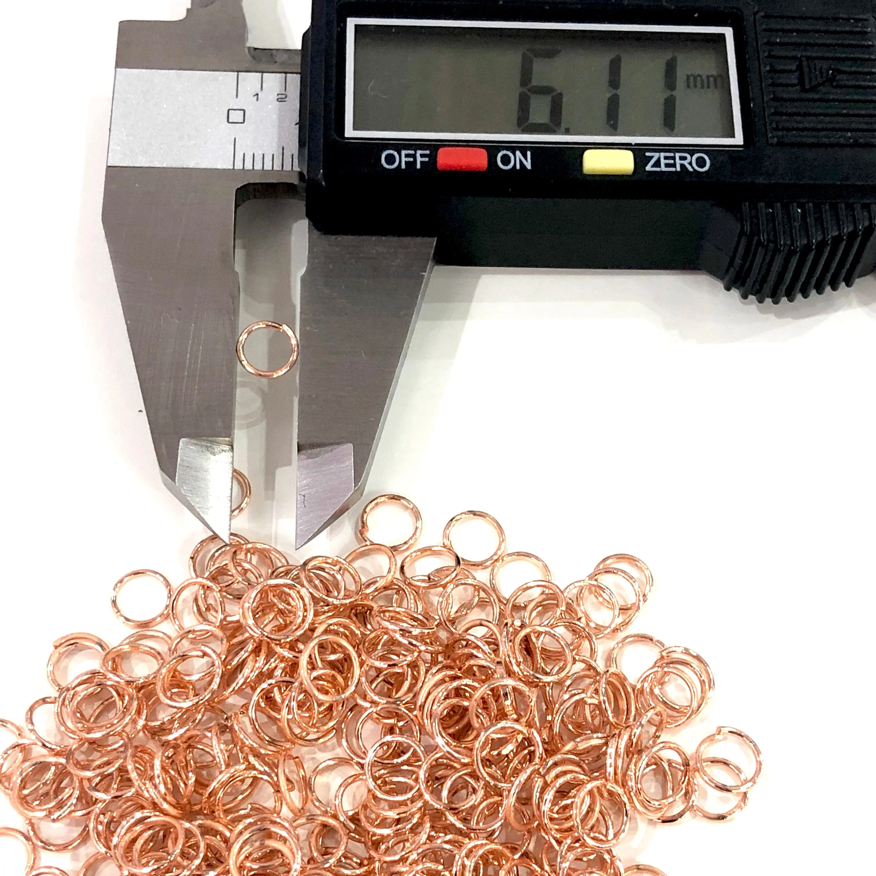 Rose Gold Plated Jump Rings, 6mm, Tarnish Resistant Rose Gold Plated Open Jump Rings - Image 2