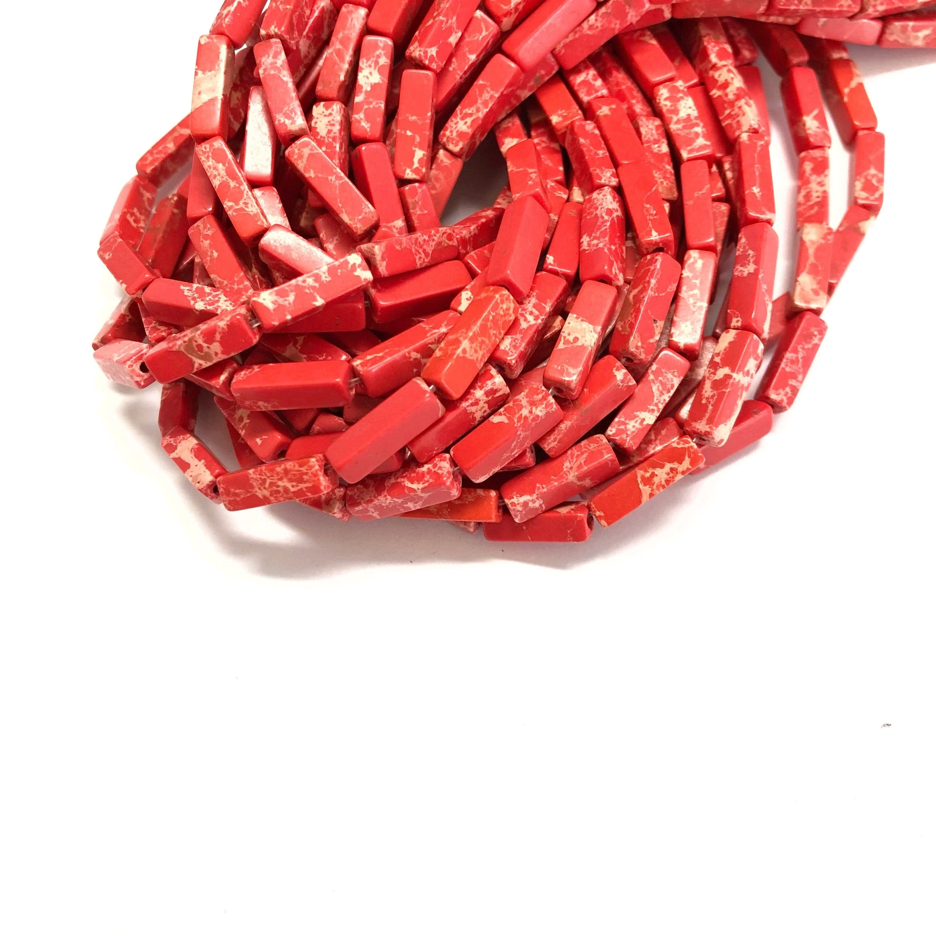 Sea Sediment Jasper Cuboid Tube Beads, 14x4mm Cuboid Shape,28 Beads - Image 2