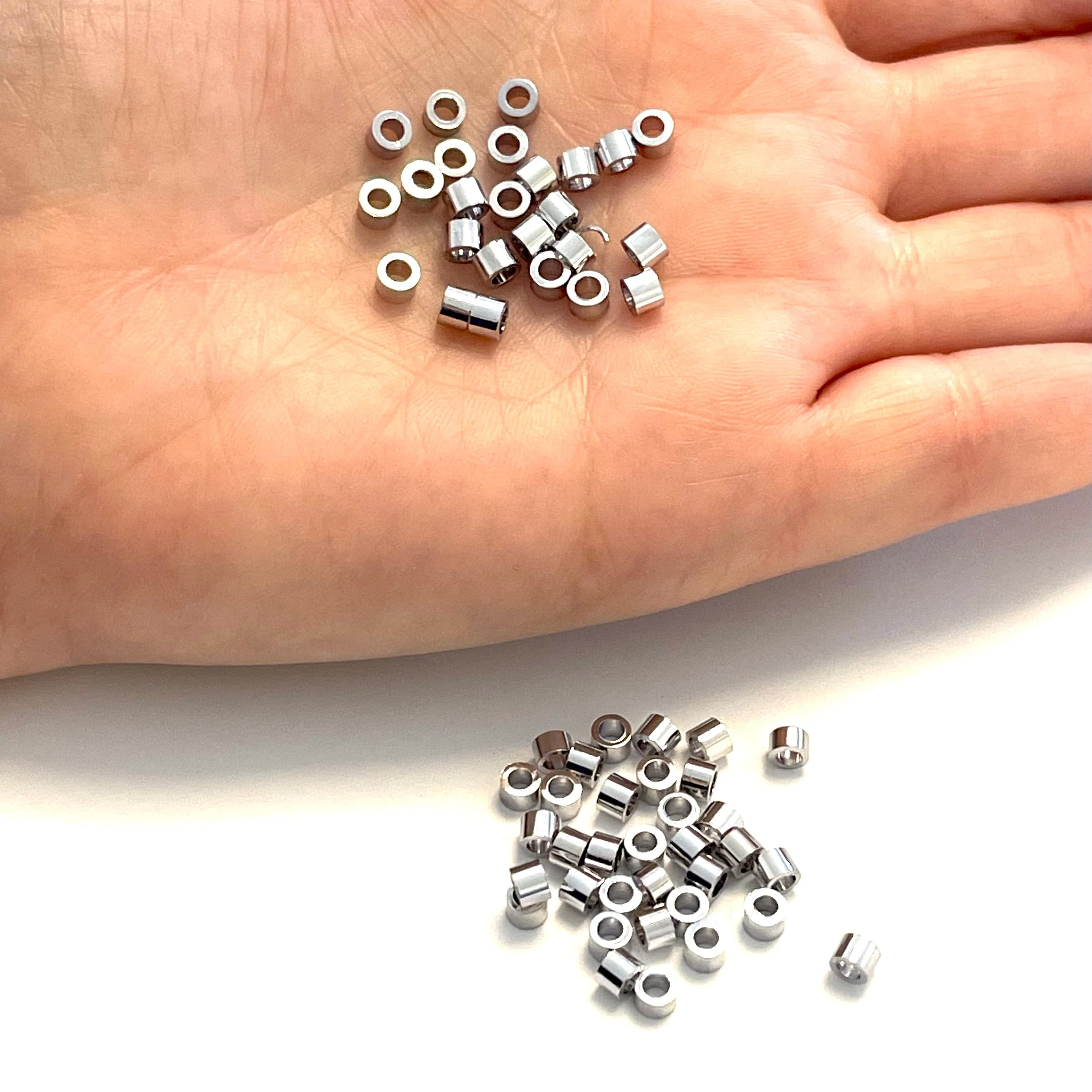 Rhodium Plated 4mm Rondelle Spacers, 25 pcs in a pack