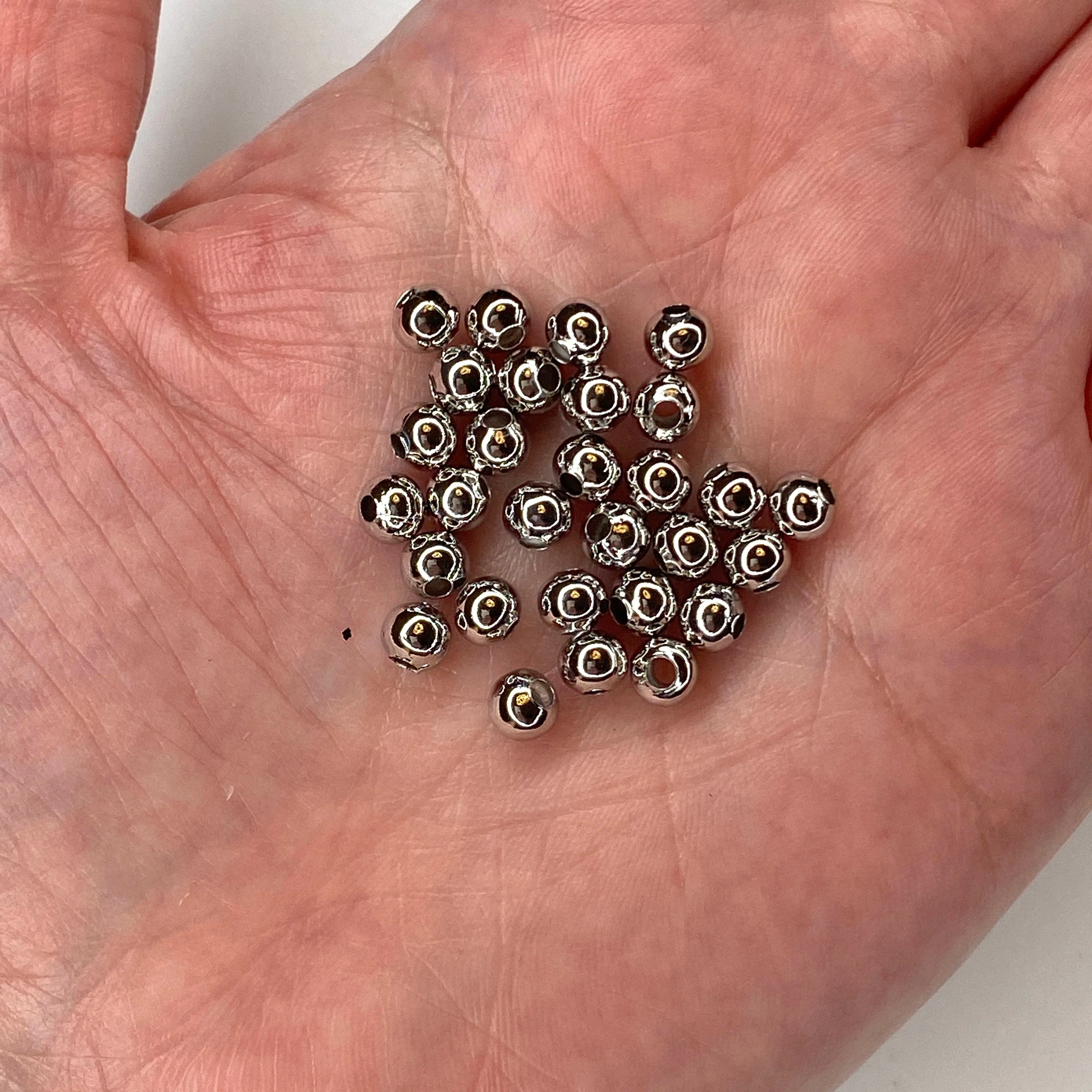 Rhodium Plated 6mm Spacer Balls, 20 pieces in a pack,