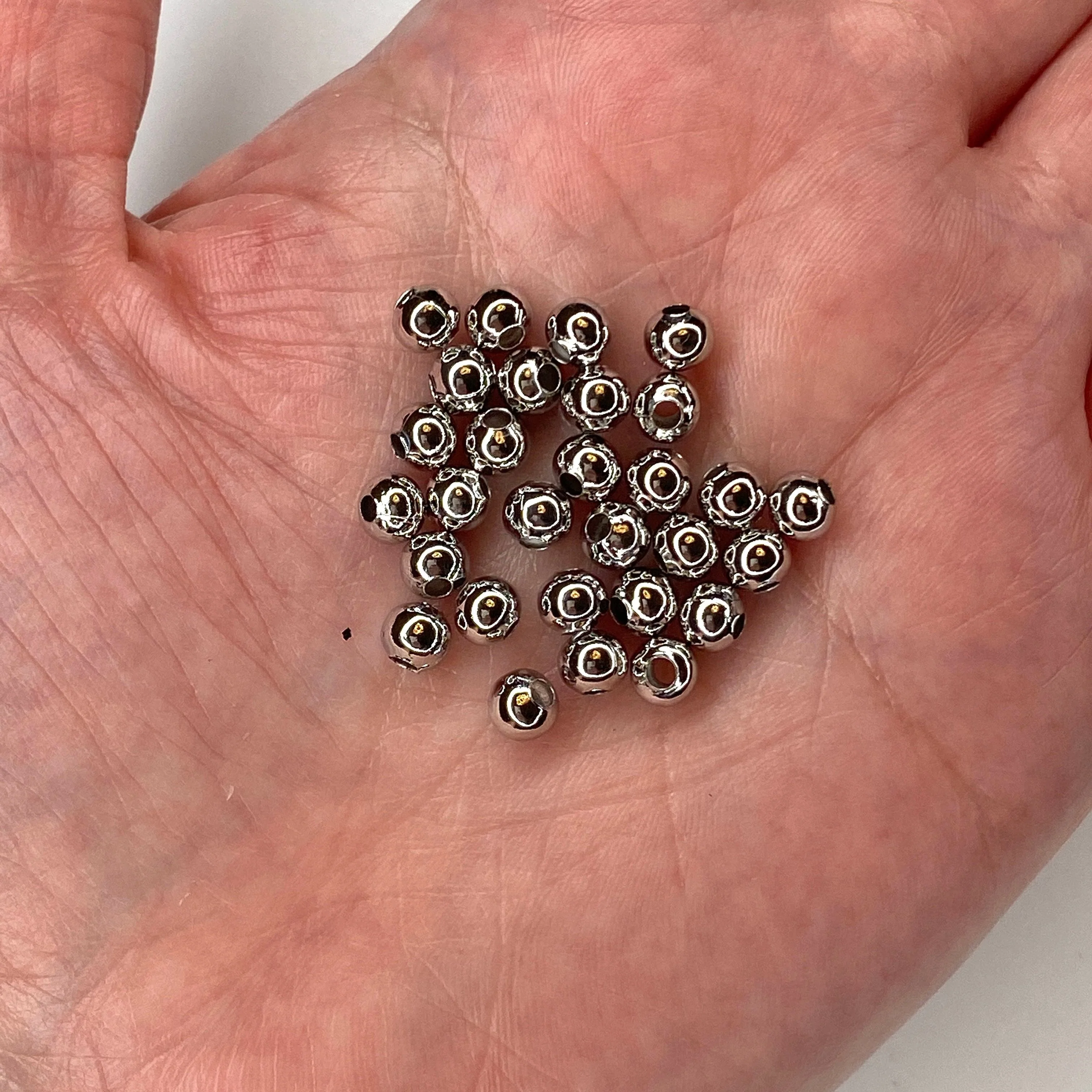 Rhodium Plated 6mm Spacer Balls, 20 pieces in a pack, - Image 2
