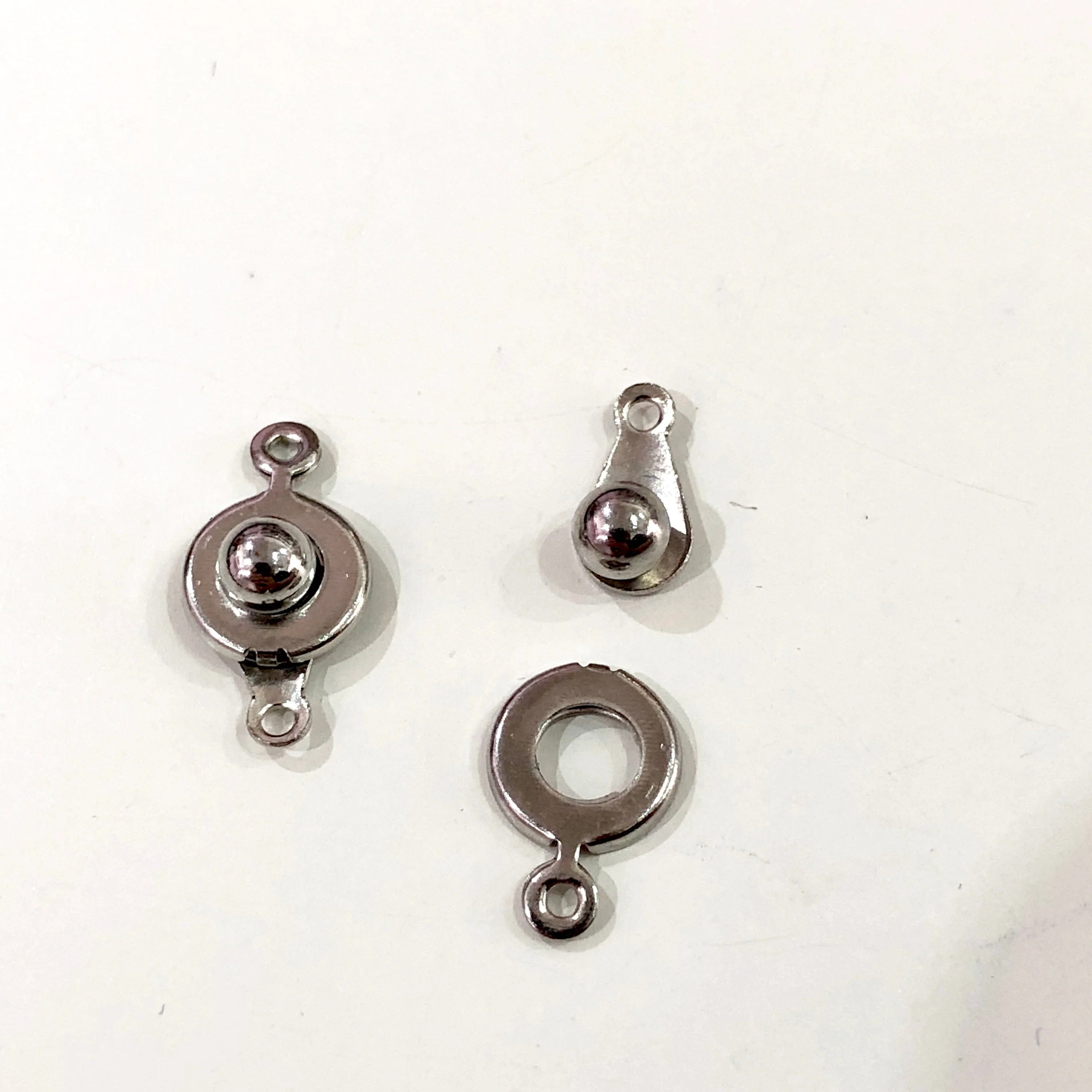 Rhodium Plated Ball and Socket "Snap" clasps, 9mm Ball and Socket "Snap" clasps - Image 2