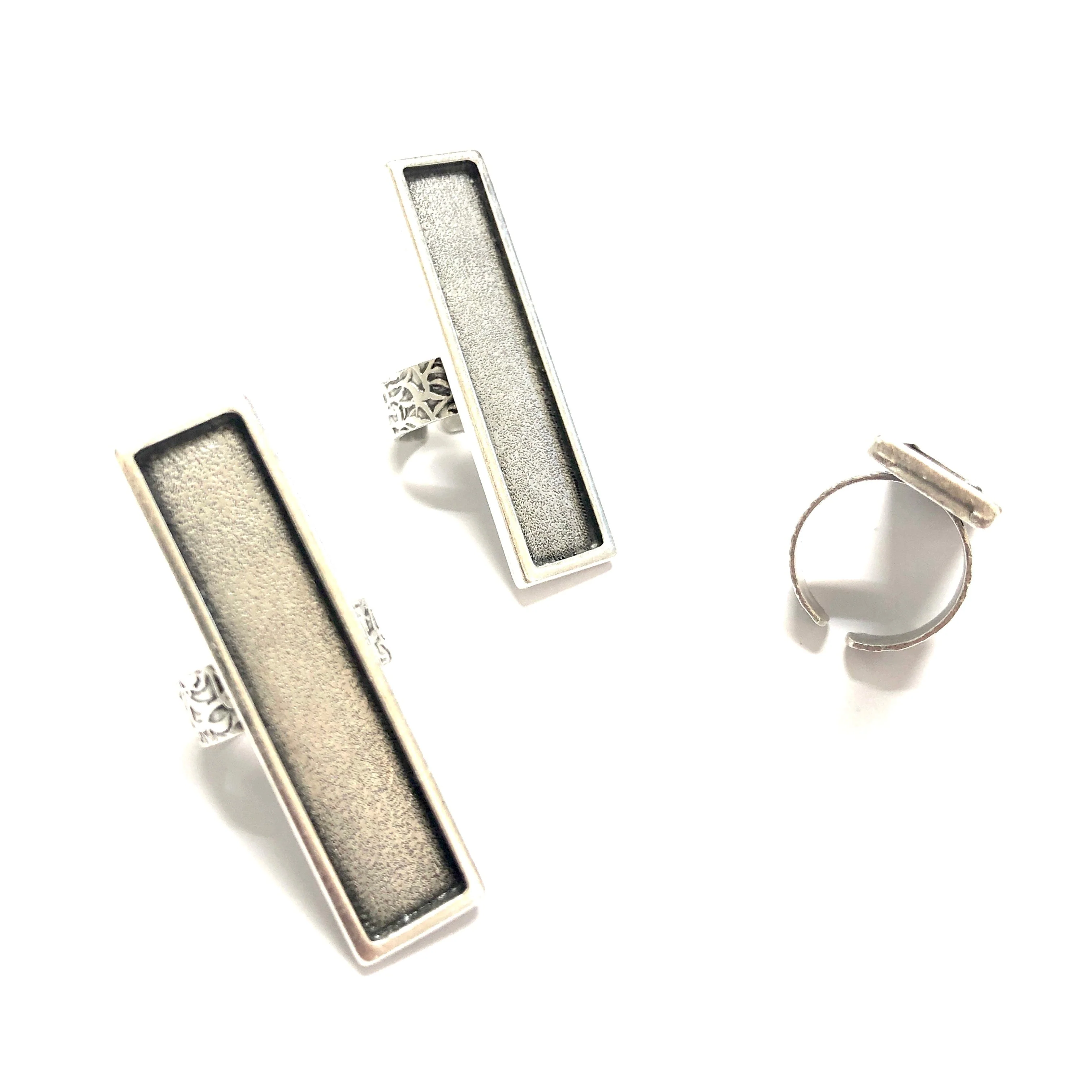 Silver Ring Setting, Antique Silver Plated Brass Adjustable Ring Blank, Adjustable Ring Bezel - Image 2