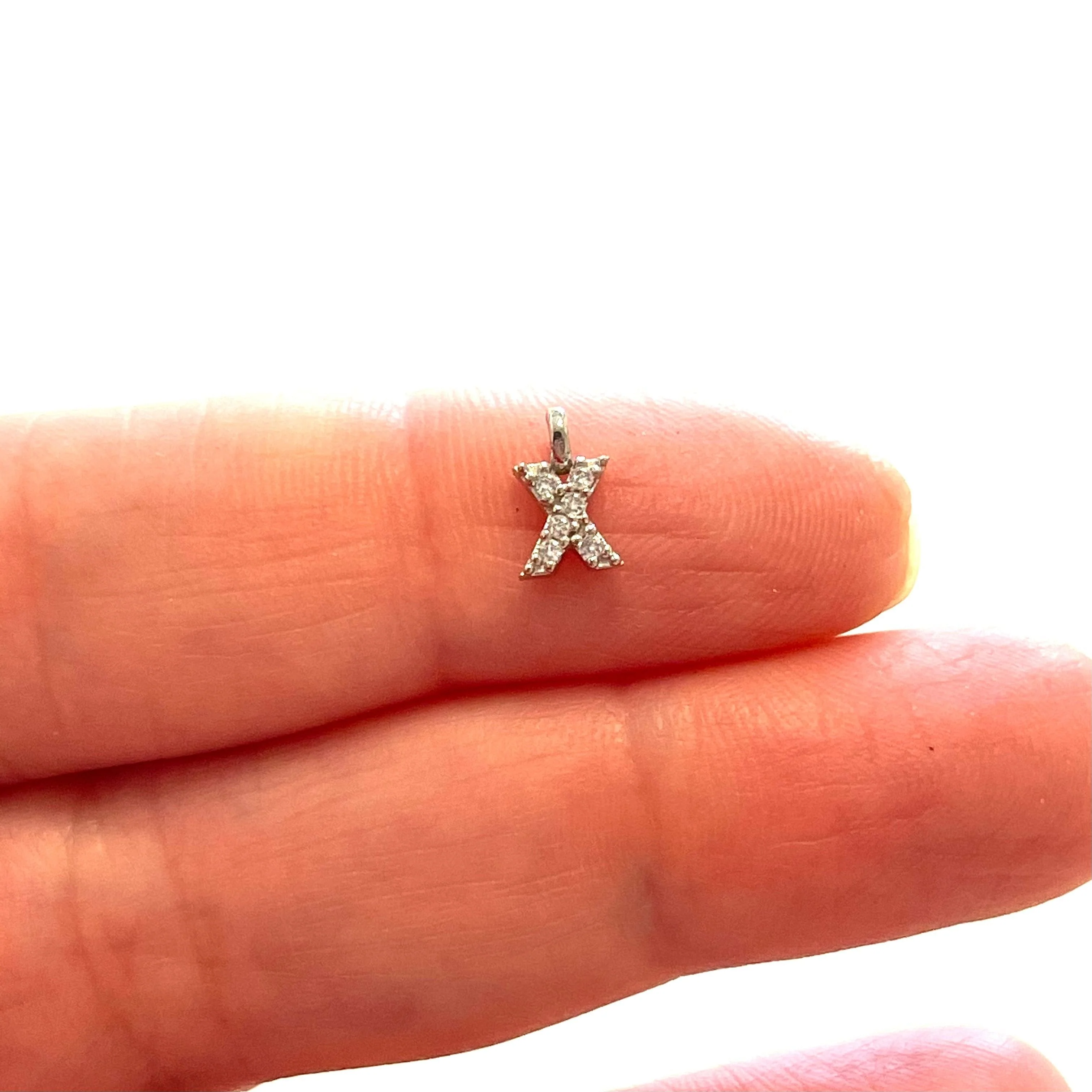 Silver Plated Brass Micro Pave Initial Charms