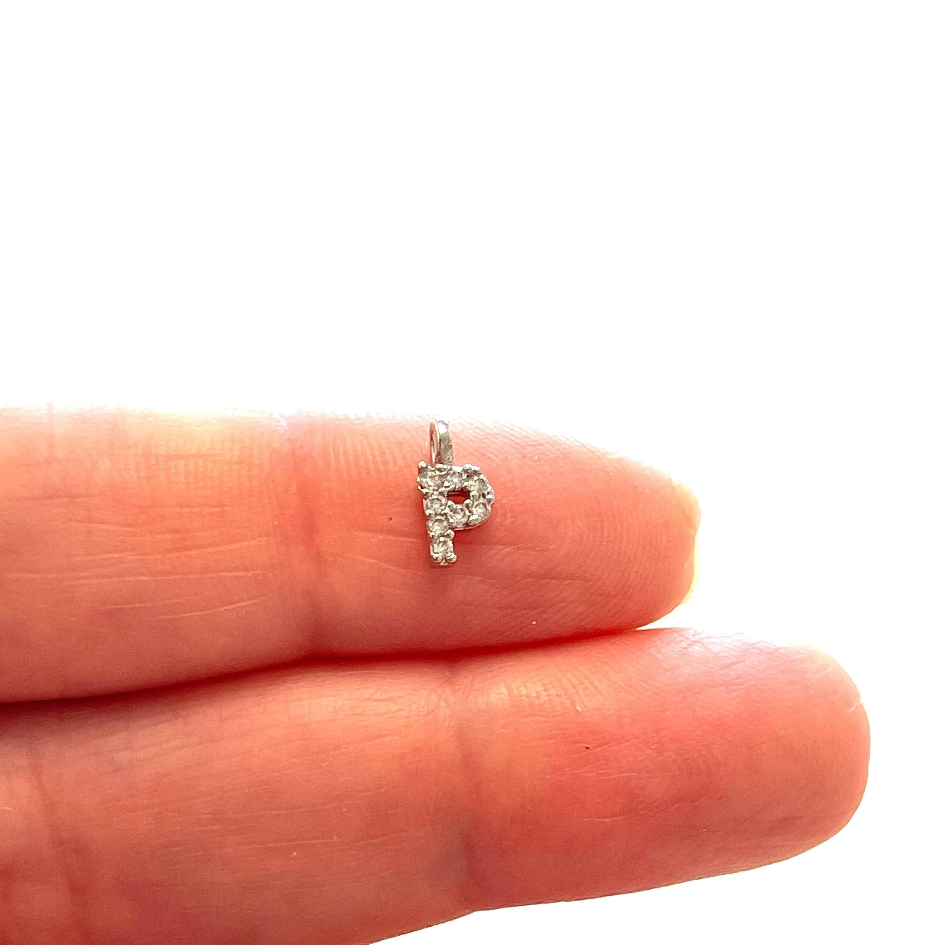 Silver Plated Brass Micro Pave Initial Charms - Image 12