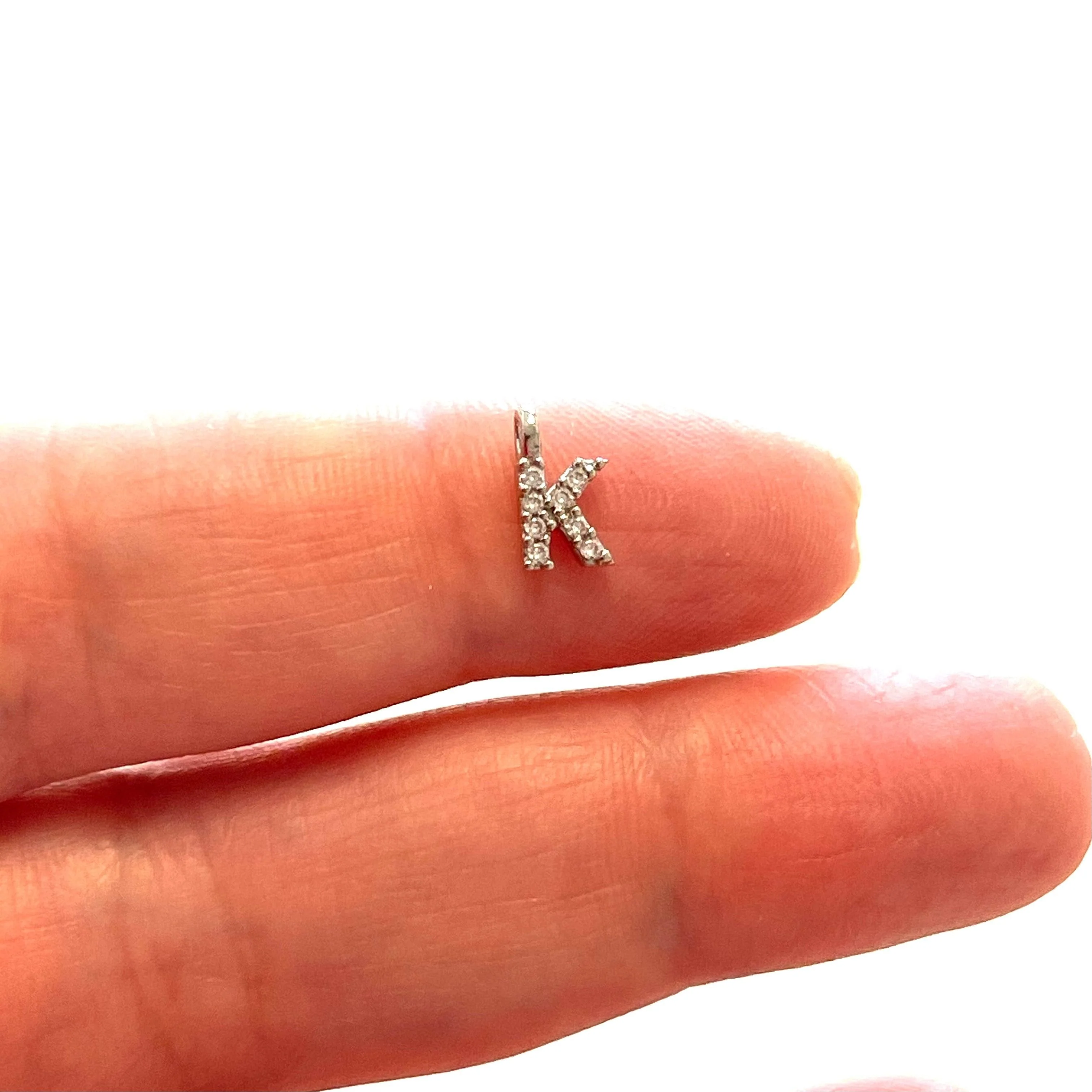 Silver Plated Brass Micro Pave Initial Charms - Image 15