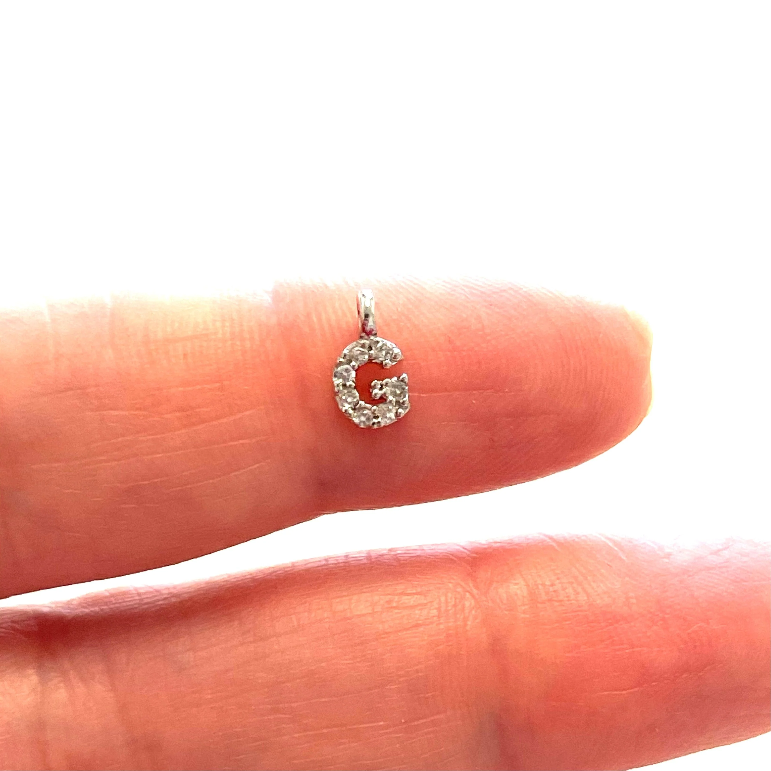 Silver Plated Brass Micro Pave Initial Charms - Image 18