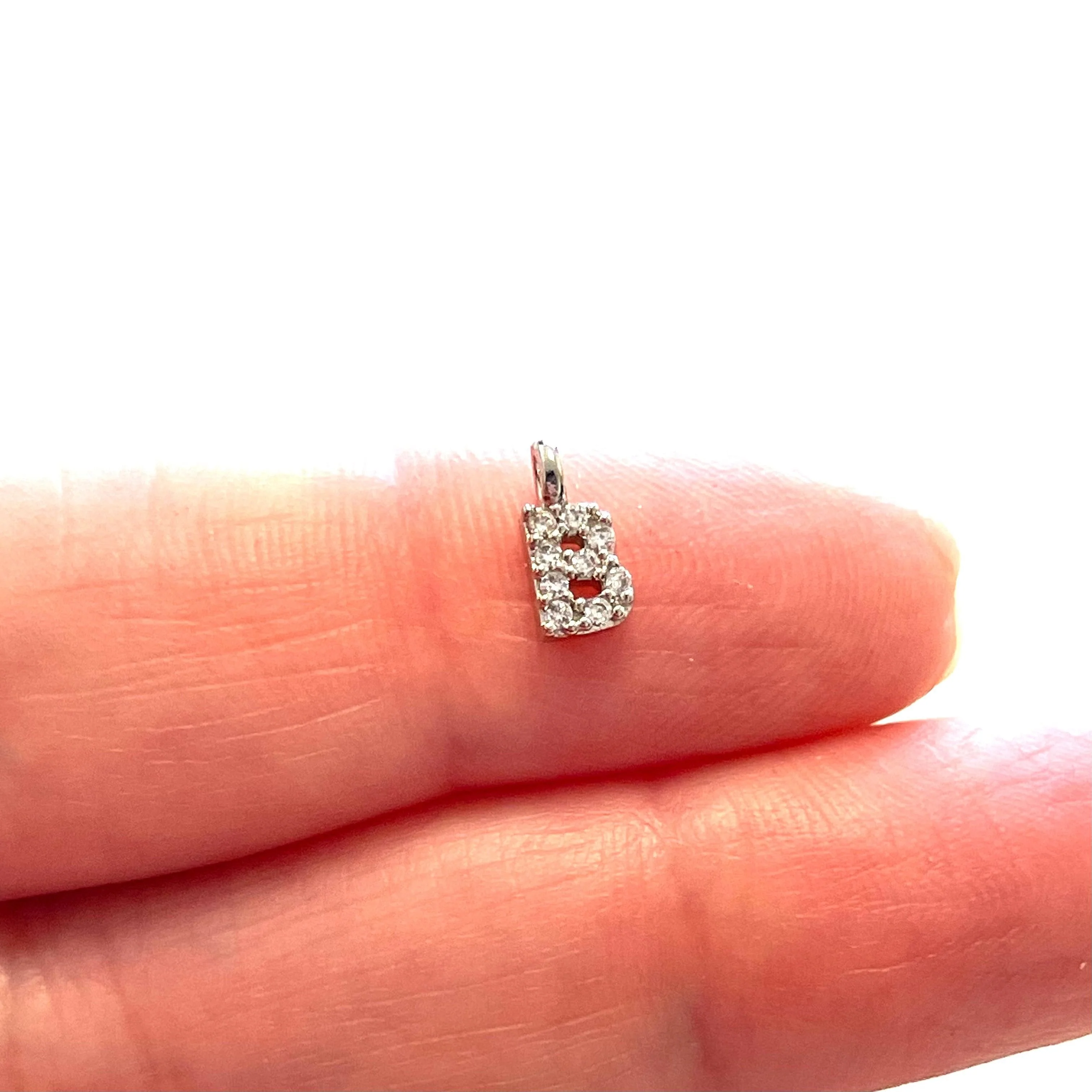 Silver Plated Brass Micro Pave Initial Charms - Image 23