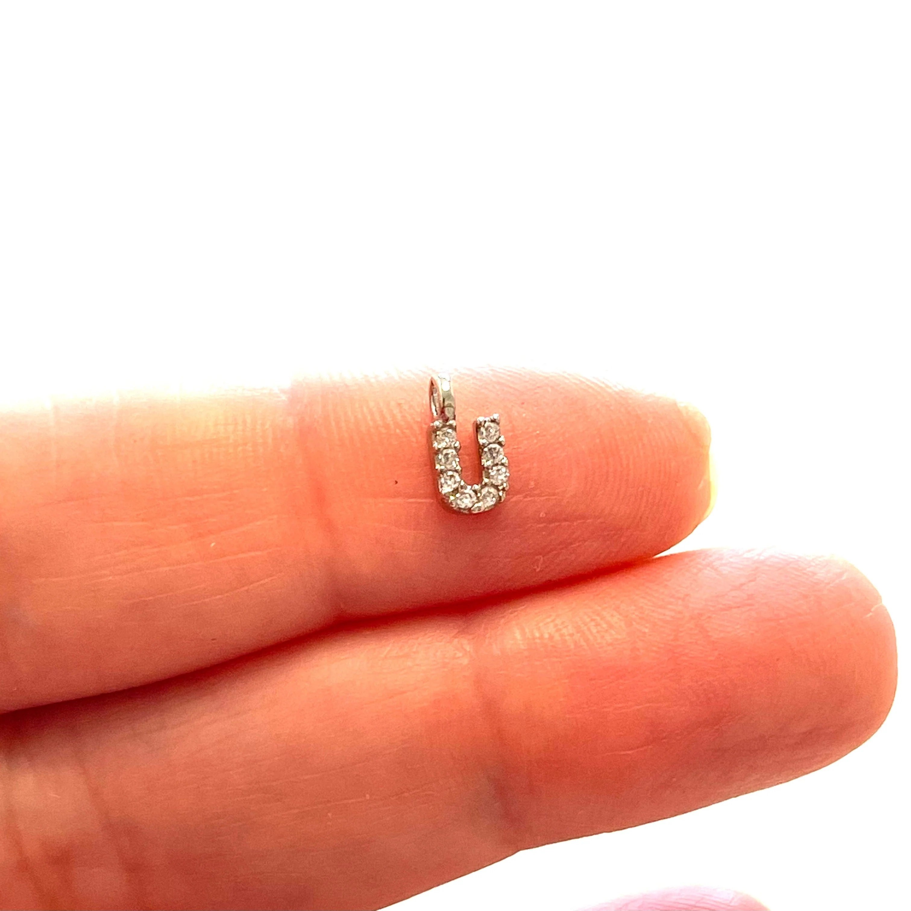Silver Plated Brass Micro Pave Initial Charms - Image 6