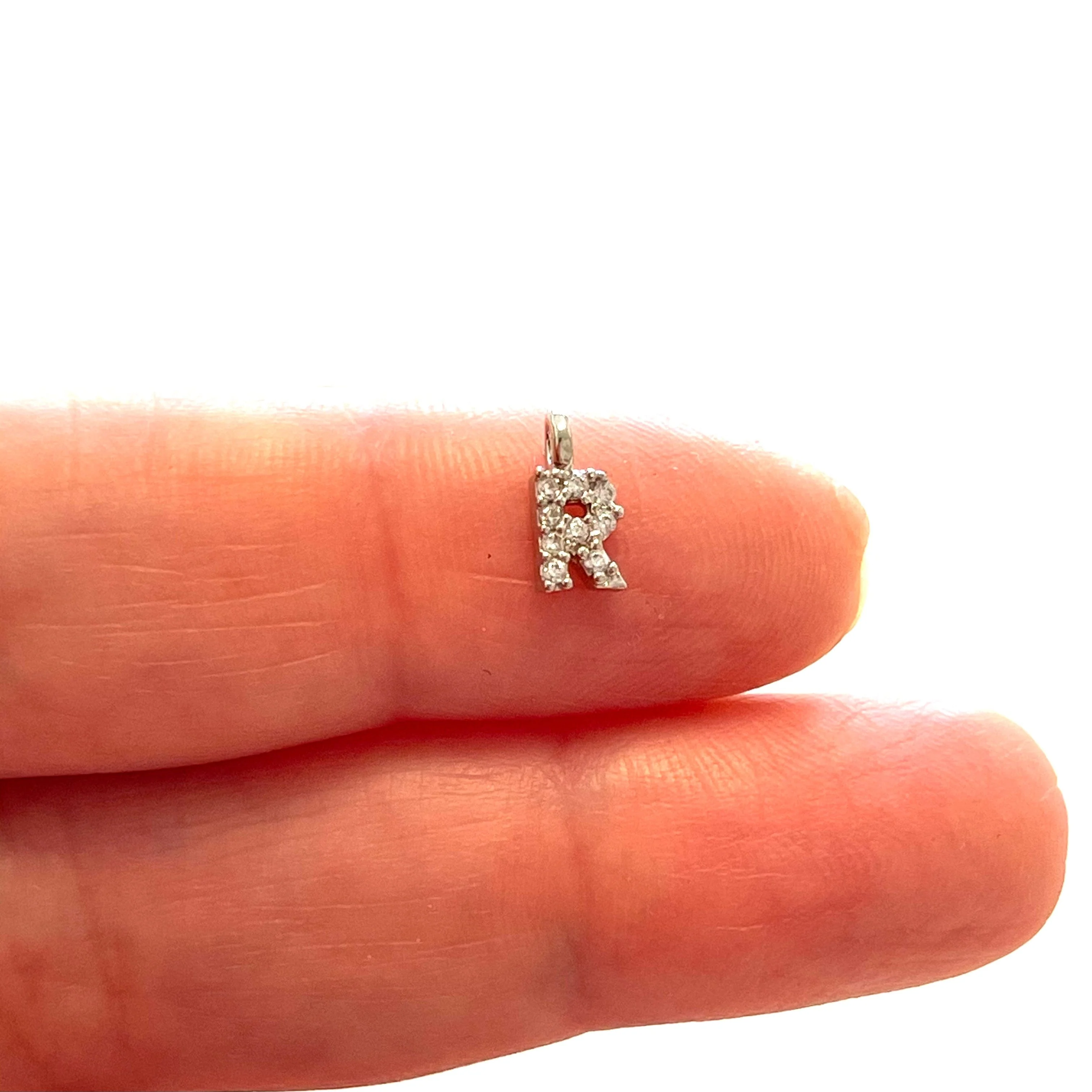 Silver Plated Brass Micro Pave Initial Charms - Image 9